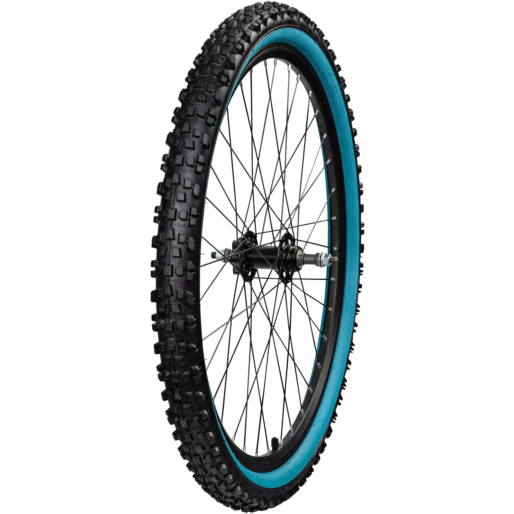 Komplettrad Felge mit Reifen Mountainbike Felgen Laufradsatz Fahrrad Laufrad schwarz/t&uuml;rkis 26 x 2,35" Hinterrad 