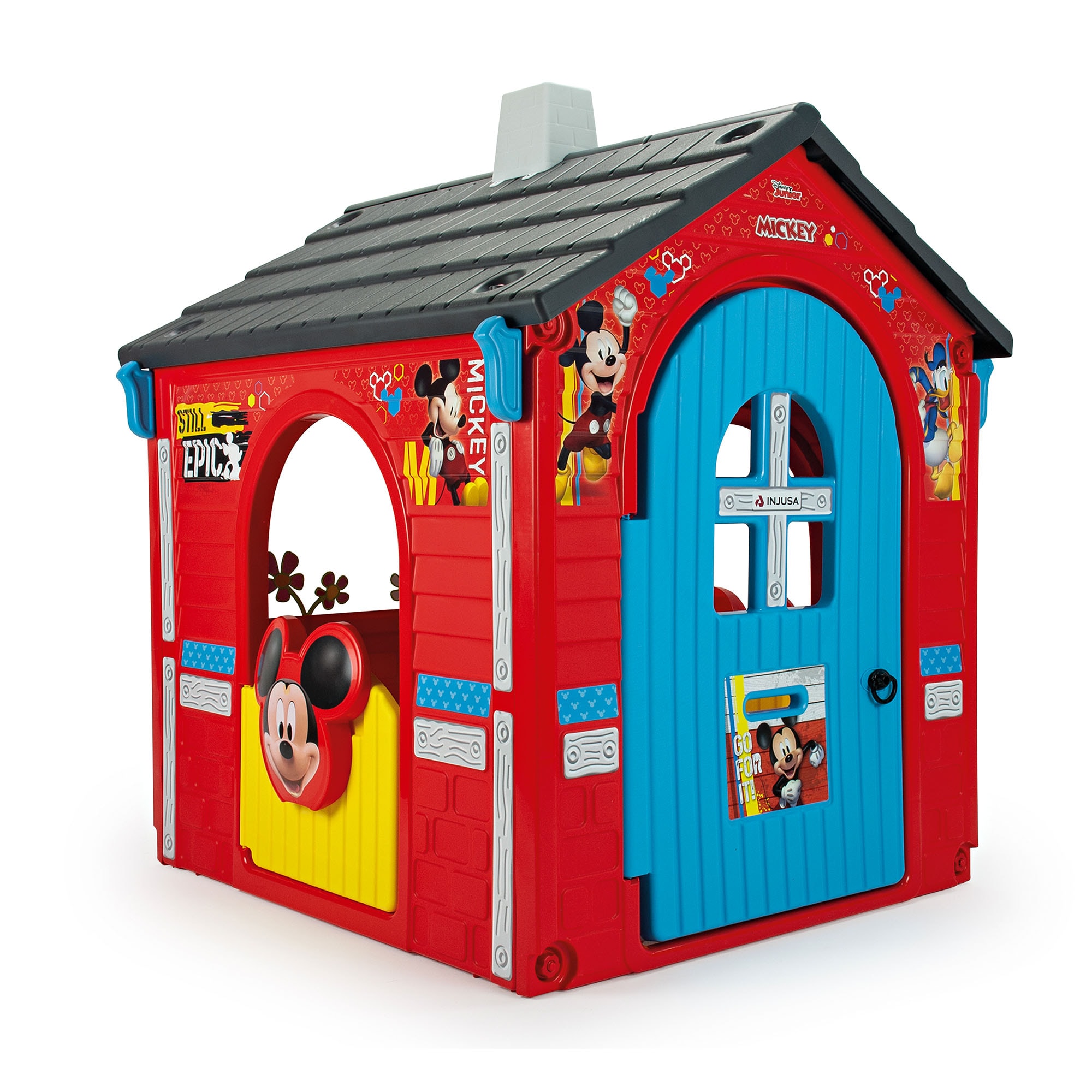 Mickey Mouse Spielhaus f&uuml;r Kinder ab 3-6 Jahren Kinderhaus T&uuml;ren, Fenstern und Theke 