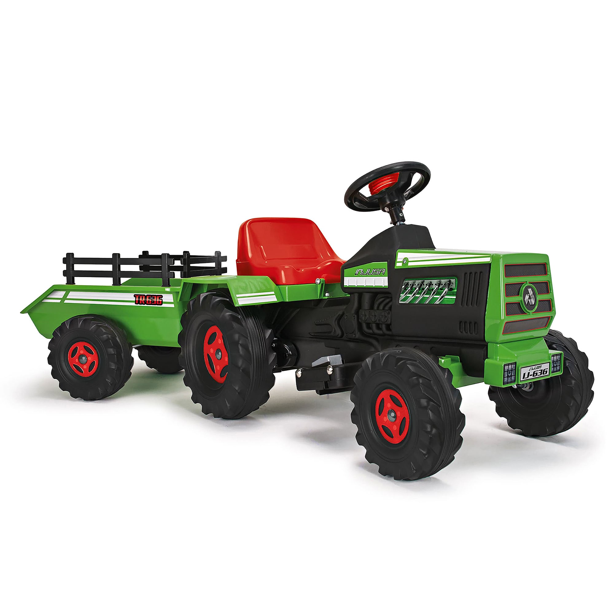 INJUSA Elektrotraktor Basic f&uuml;r Kinder ab 1-3 Jahren &ndash; 6V Elektro-Traktor mit Anh&auml;nger &ndash; 2-3 km/h 