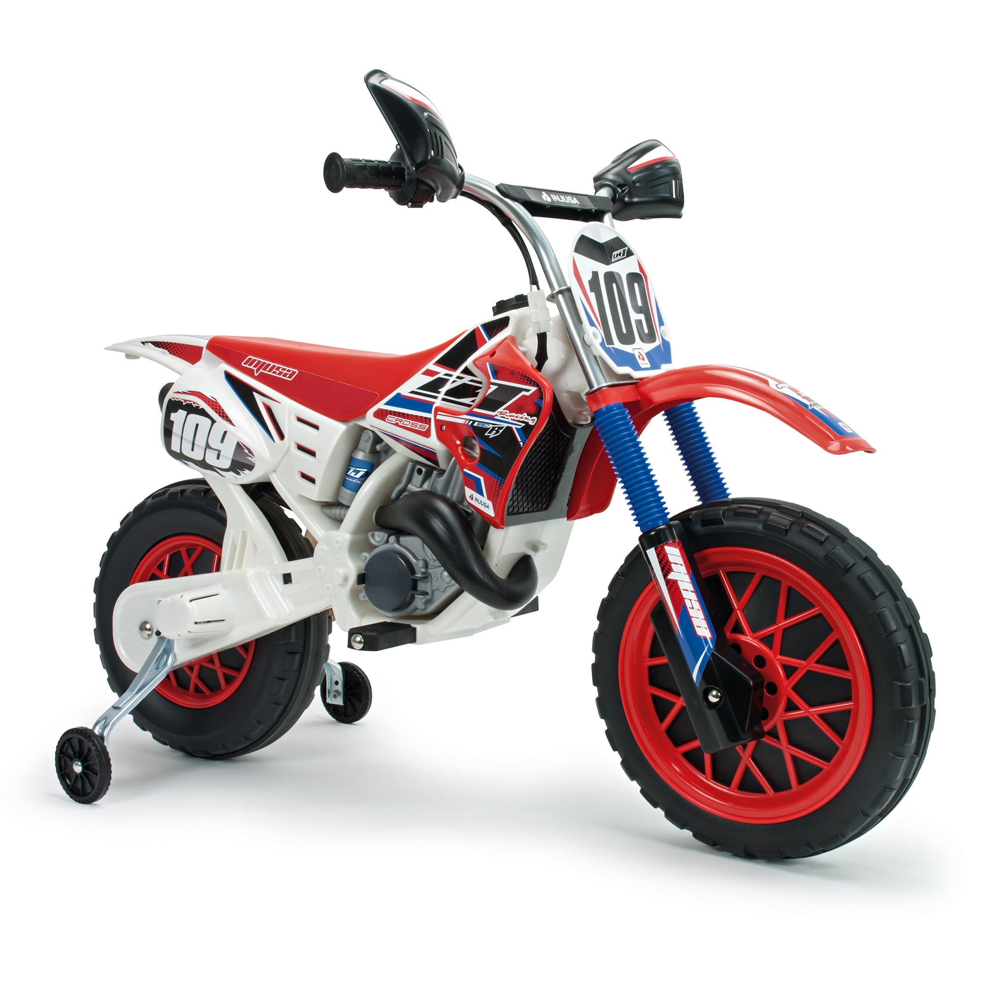 INJUSA Scrambler Cross CR Elektromotorrad f&uuml;r Kinder ab 3 Jahren &ndash; 6V Elektro-Motorrad mit Gashebel am Lenker & St&uuml;tzr&auml;dern - 5 km/h 