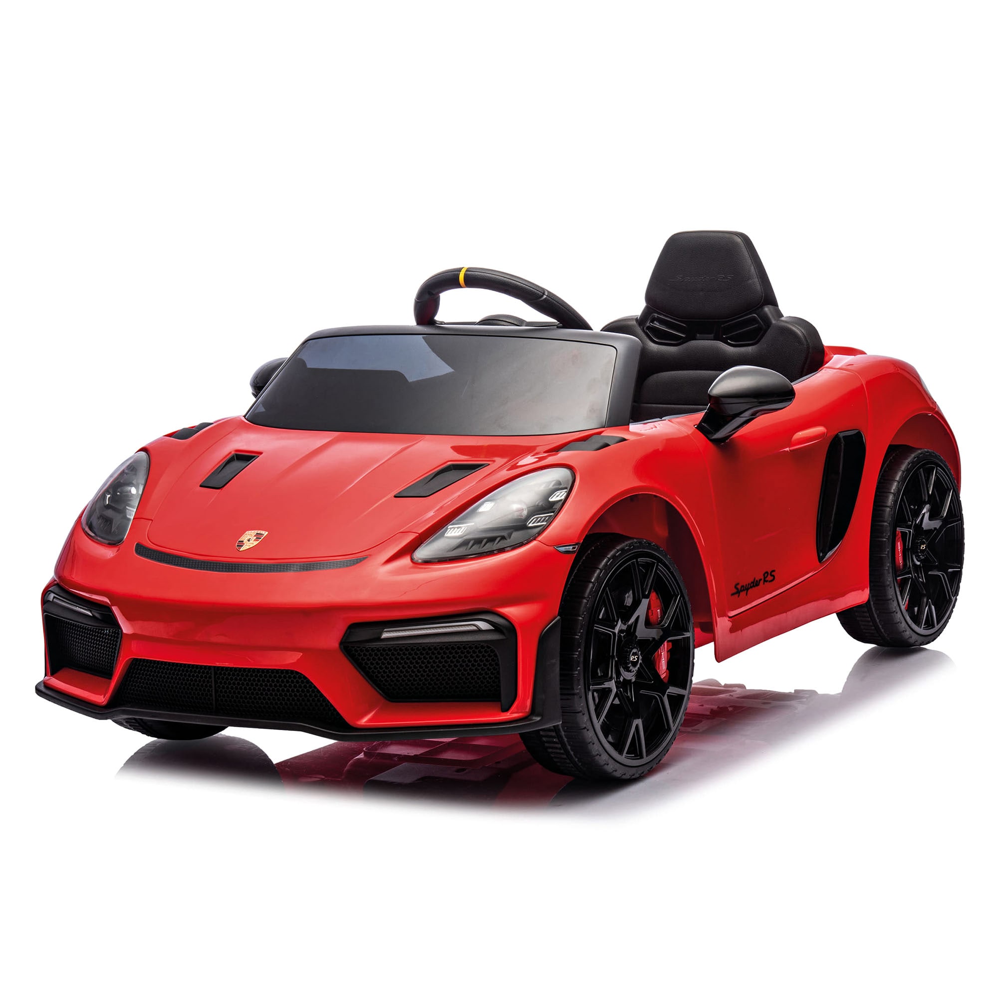 Porsche Spyder 12V Elektroauto f&uuml;r Kinder ab 3 Jahren &ndash; Luxuskinderauto mit Licht & Sound 