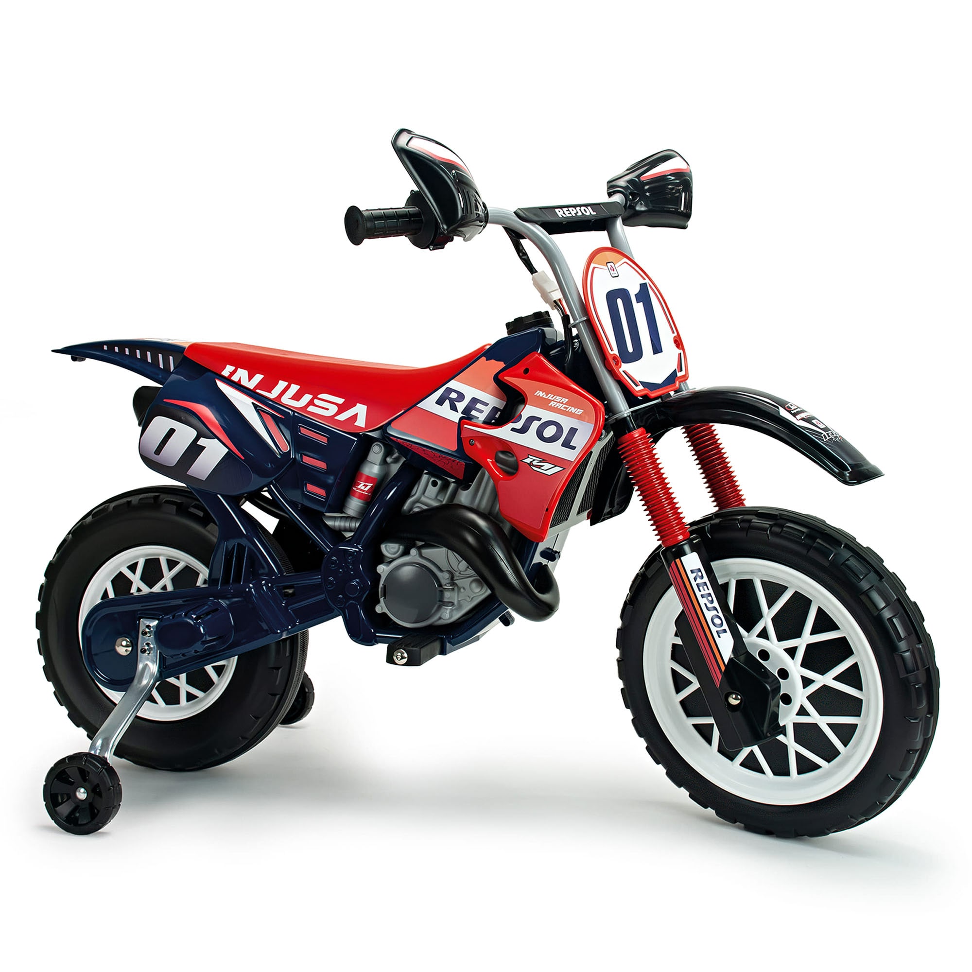 Repsol Elektromotorrad f&uuml;r Kinder ab 3 Jahren &ndash; Offizielles Racing-Design - Elektrofahrzeug mit St&uuml;tzr&auml;dern & Gaspedal 