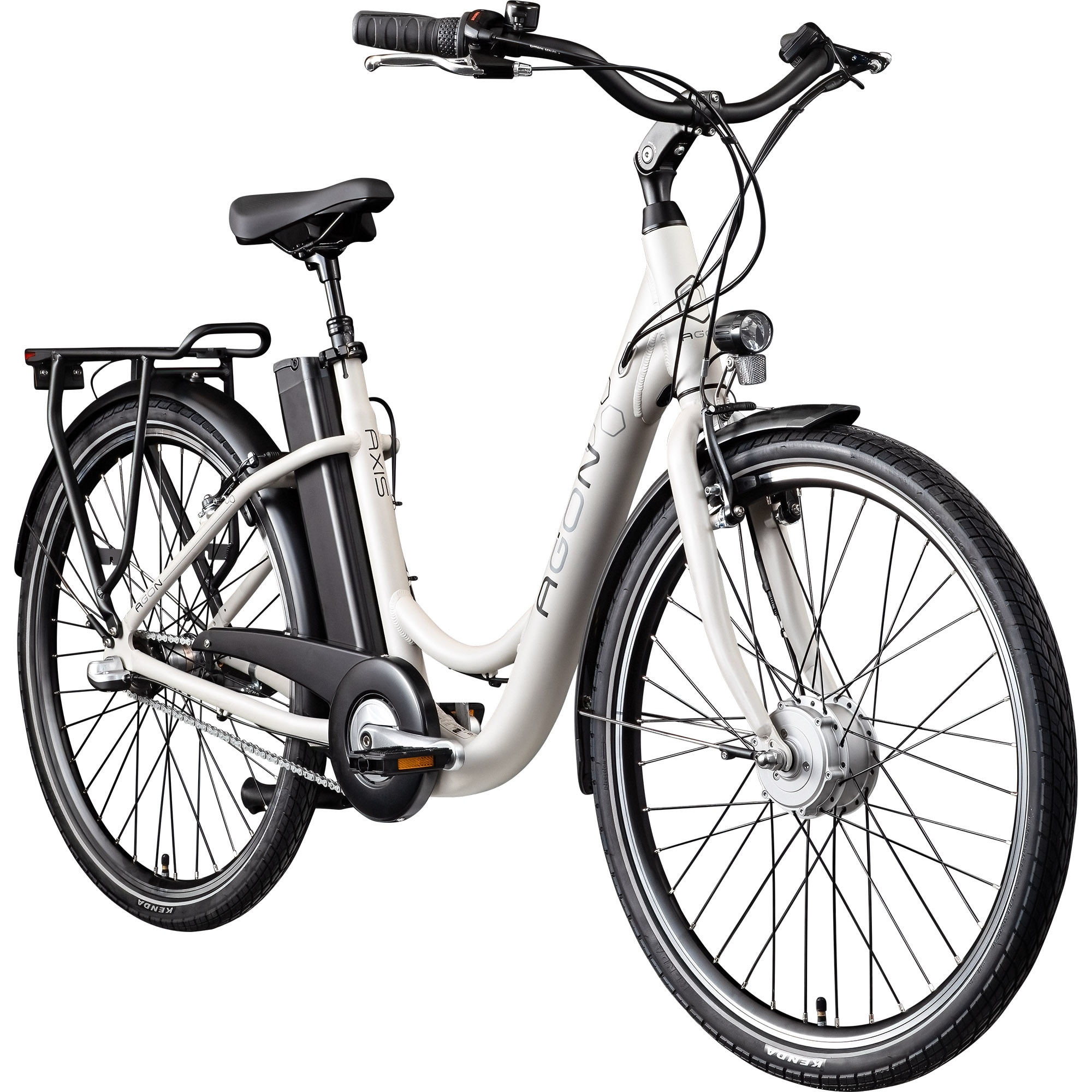 Agon Axis E-Bike 26 Zoll Citybike Damen Herren 140 - 165 cm Pedelec mit Nabenmotor Fahrrad 3 Gang und Beleuchtung StVZO 