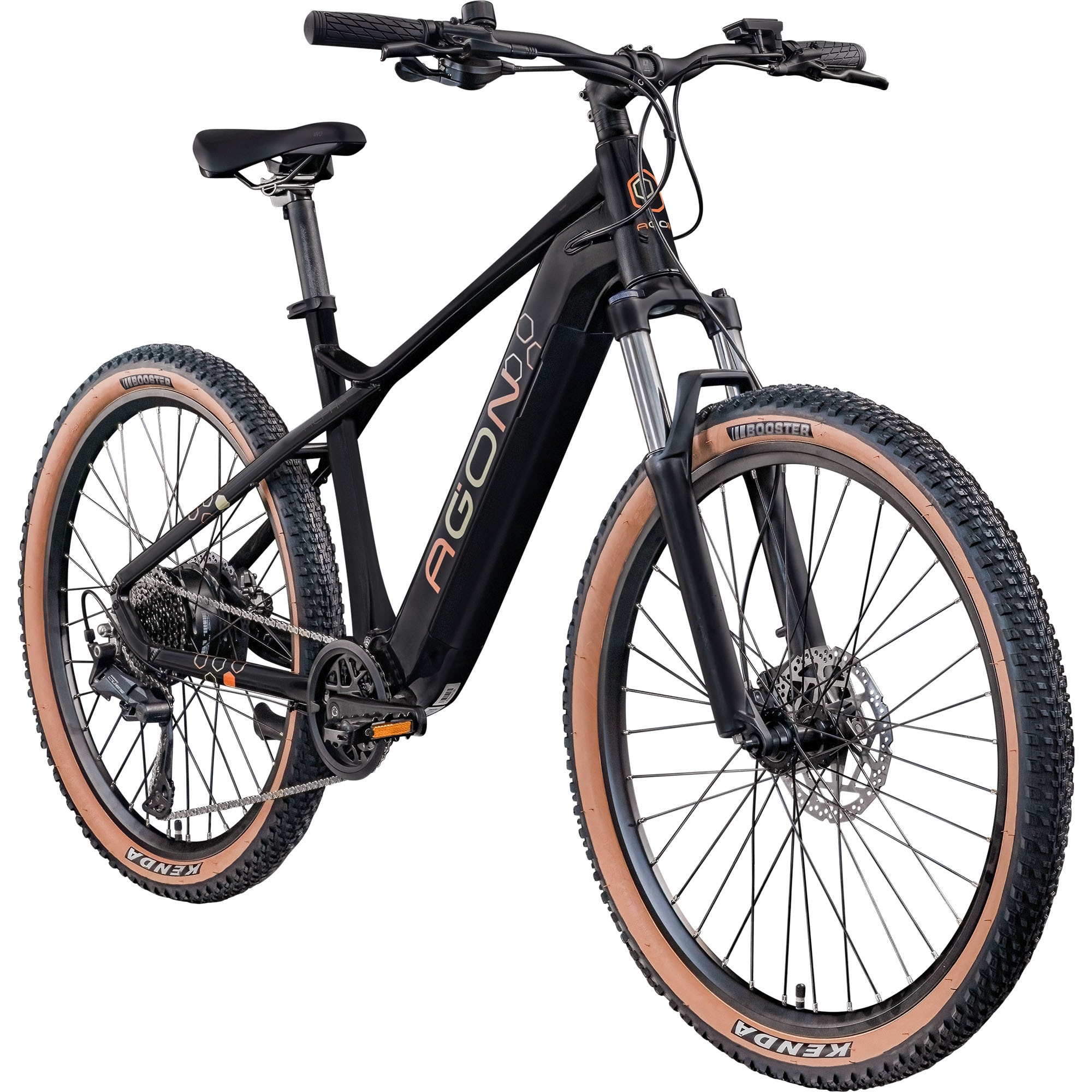 Agon Alpha E Bike Mountainbike Herren oder Damen 160 - 185 cm Pedelec 27,5 Zoll Hardtail MTB Trail mit Ananda Motor 10 Gang 540 Wh 