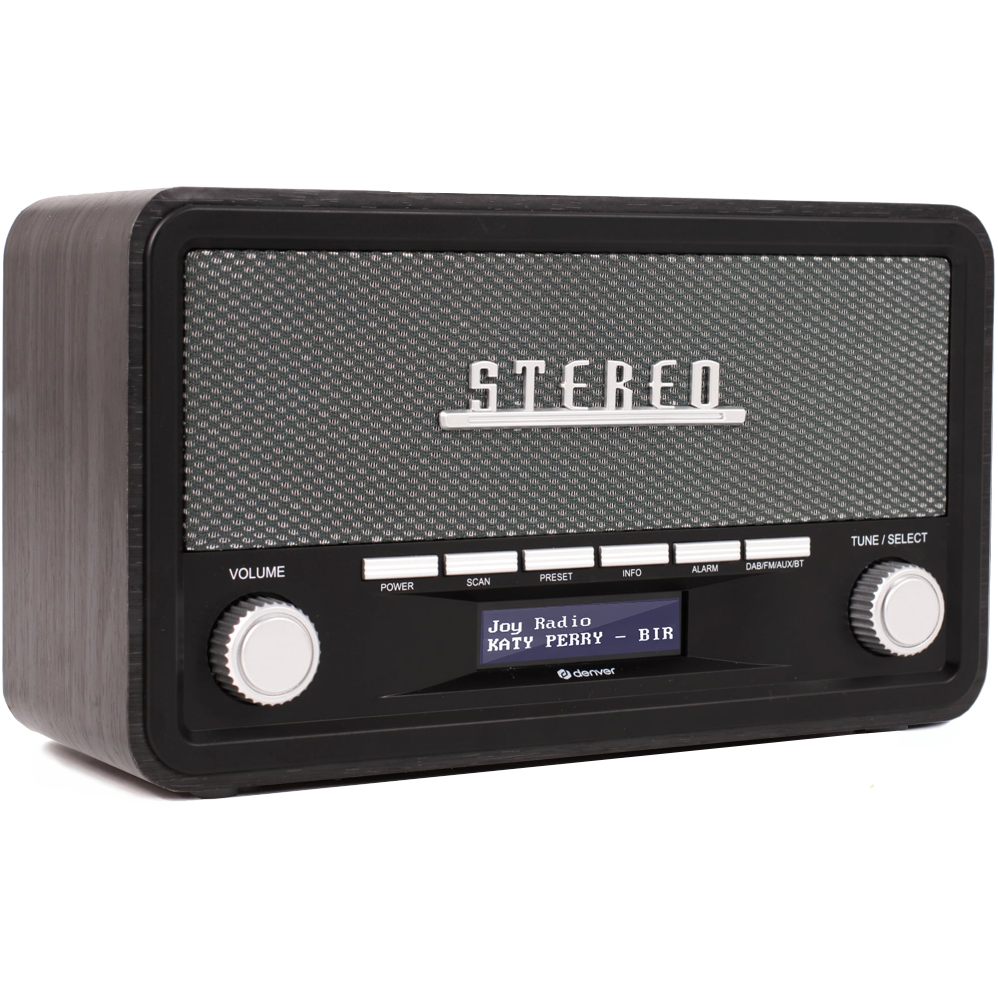 Denver DAB-18 Radio&ndash;DAB+, Bluetooth und Wecker, Holz schwarz 