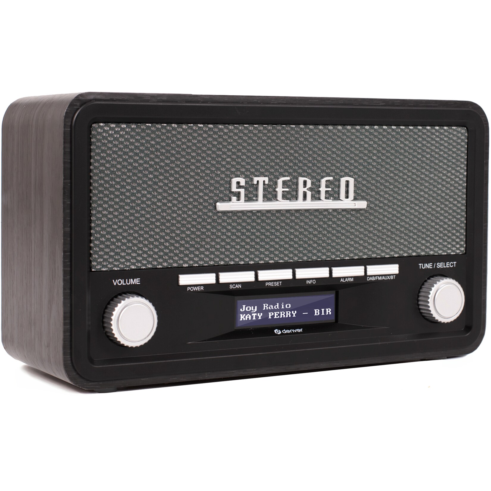 Denver DAB-18 Radio–DAB+, Bluetooth und Wecker, Holz schwarz