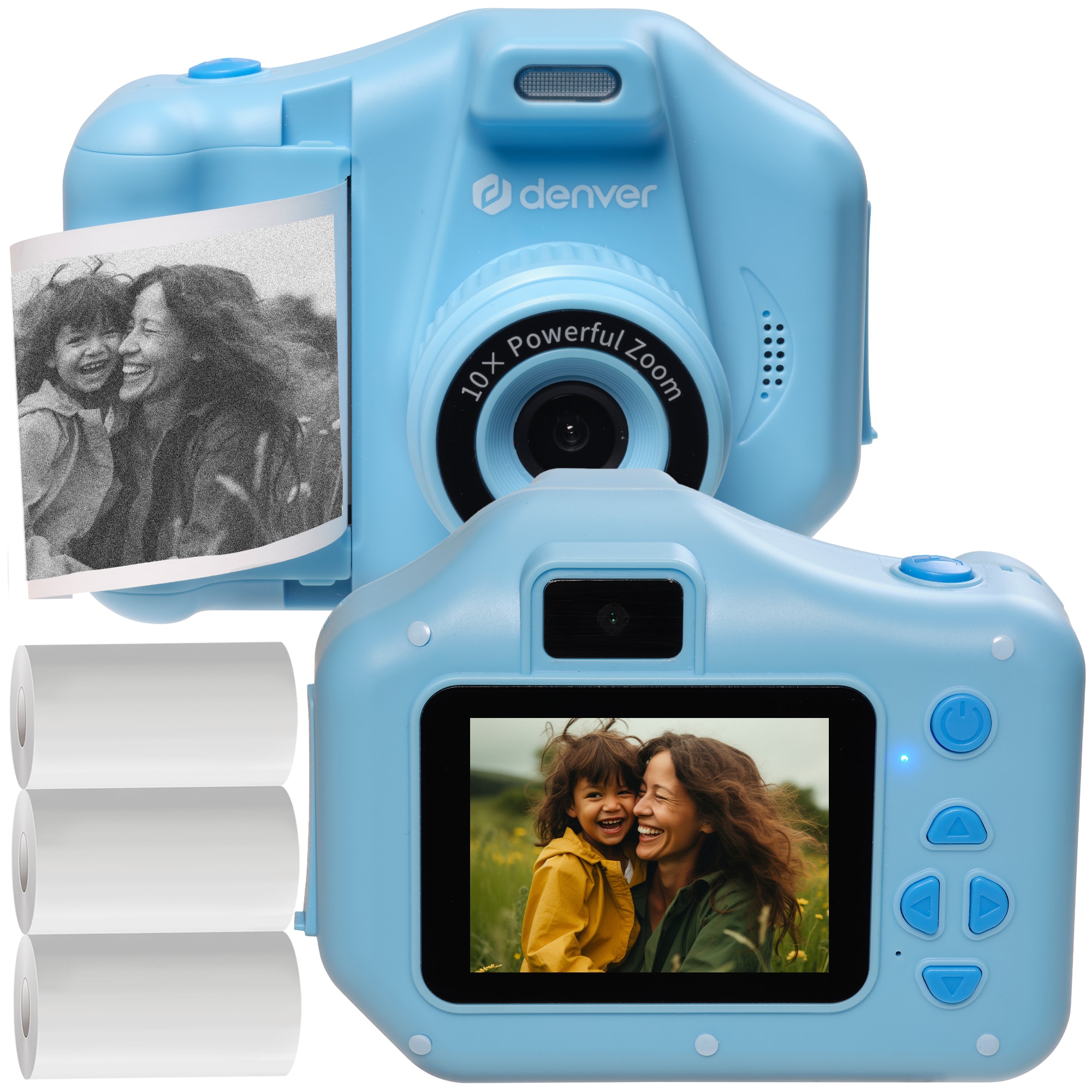 Denver KPC-1370 Kinderkamera mit Sofortdruck und Selfie-Linse, blau 
