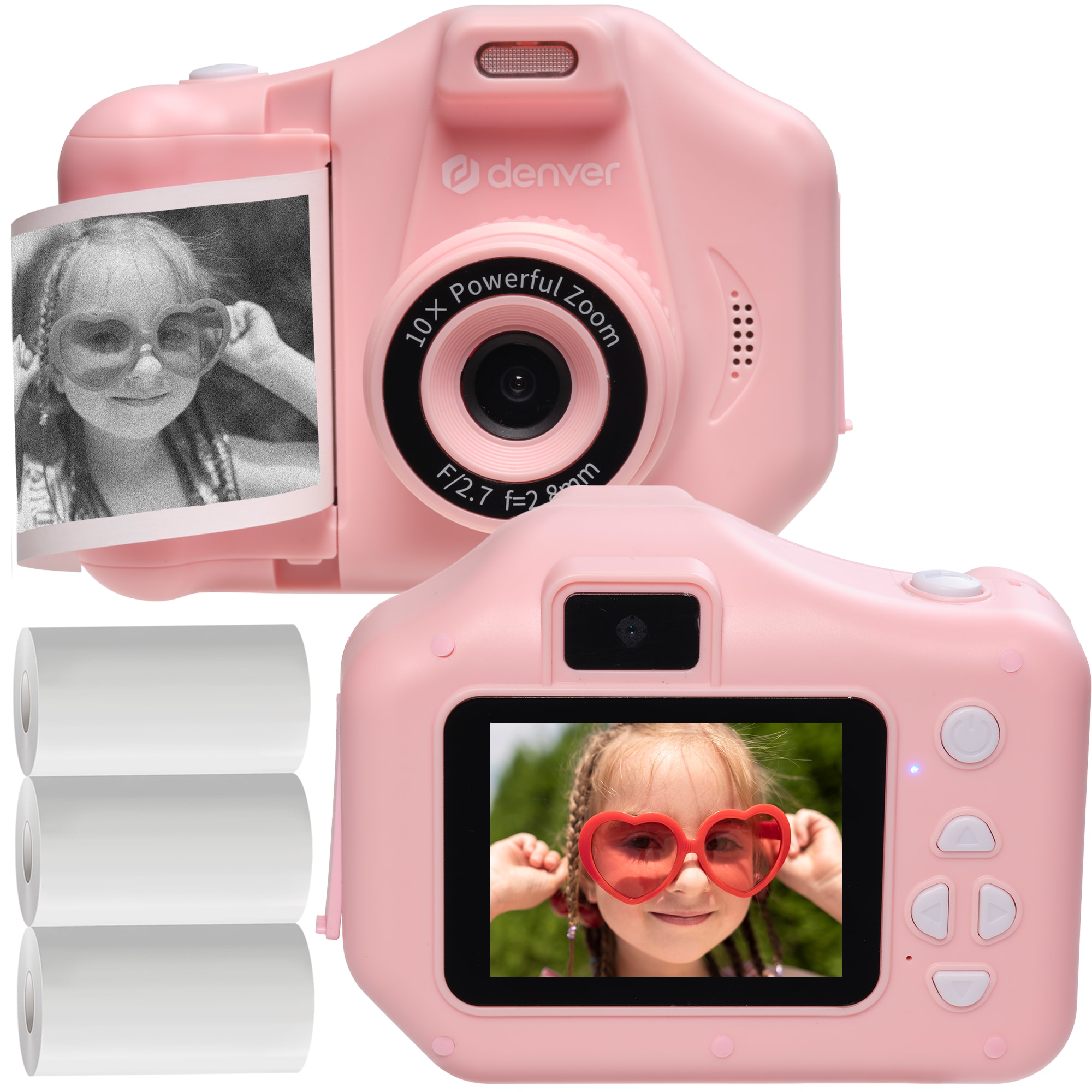 Denver KPC-1370 Kinderkamera mit Sofortdruck und Selfie-Linse, rosa 
