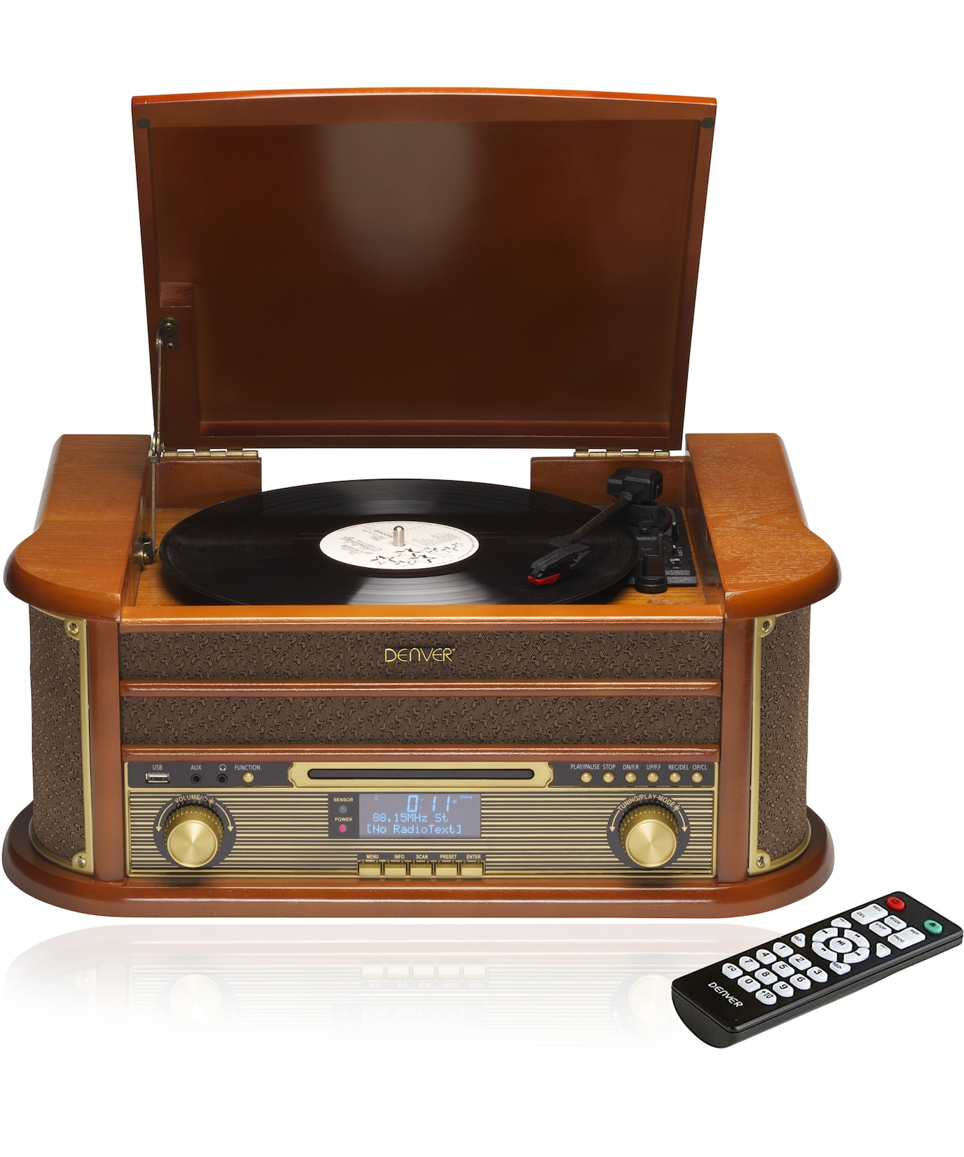Denver MRD-51 Musikcenter, Vinyl, CD, Kassette, DAB+/FM Radio, braun