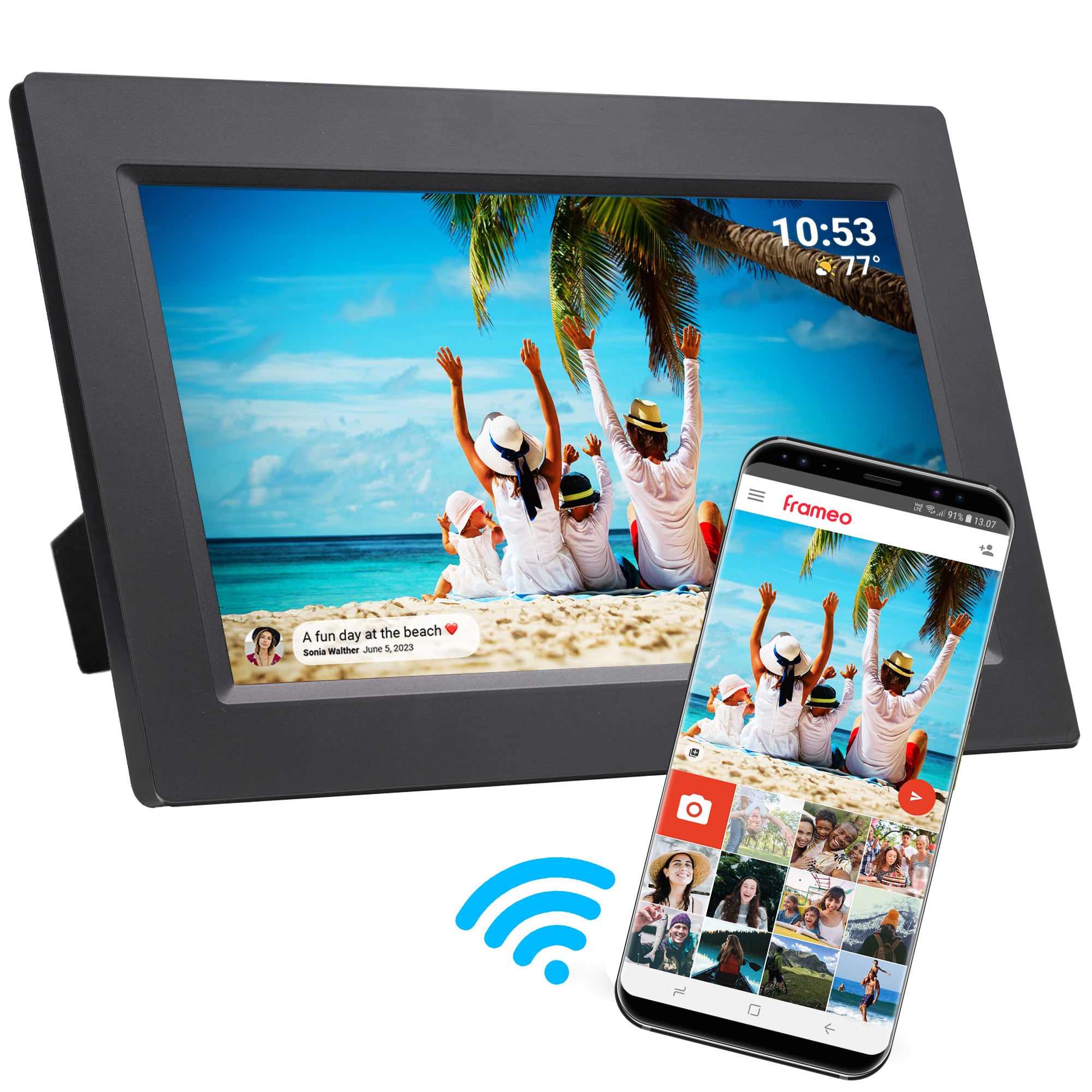 Denver PFF-1015 Digitaler WLAN-Bilderrahmen, 10.1" Touchscreen, wei&szlig; 