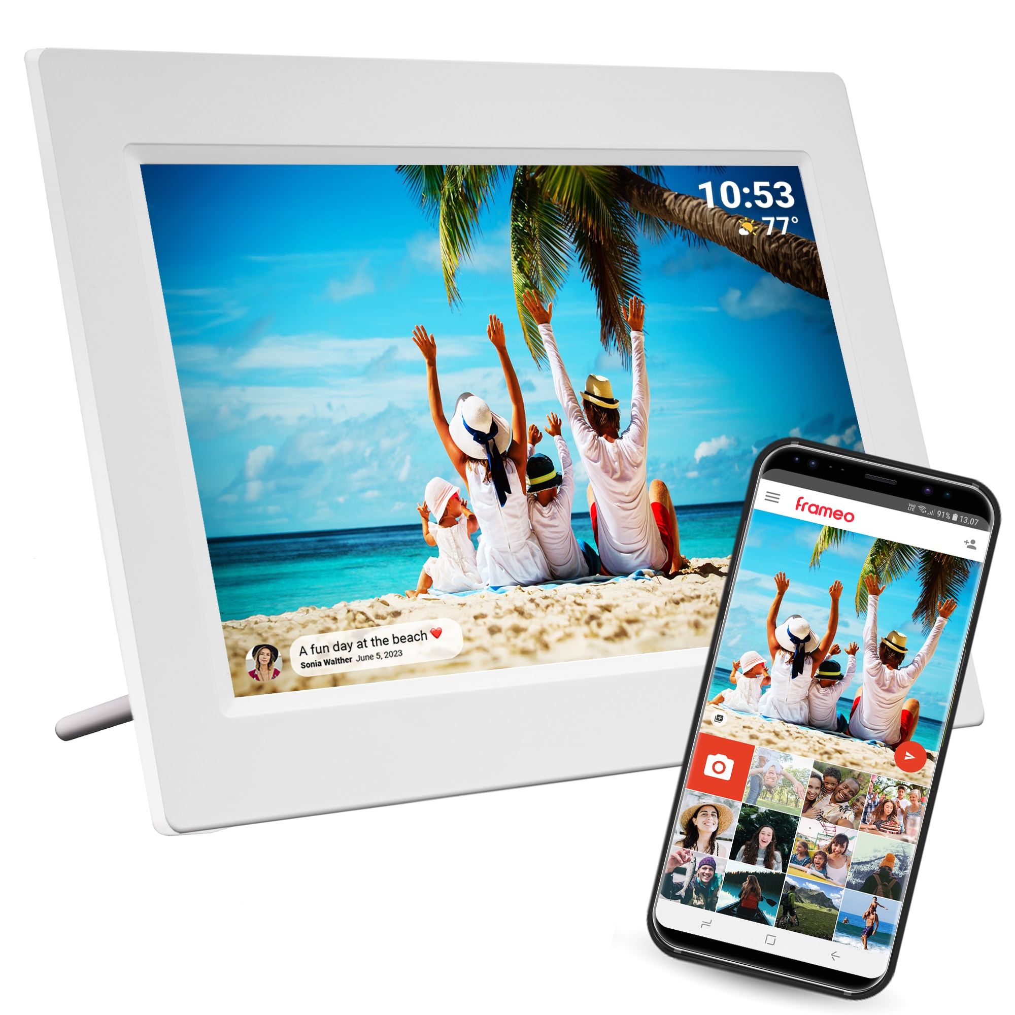 Denver PFF-1015 Digitaler WLAN-Bilderrahmen, 10.1" Touchscreen, wei&szlig; 