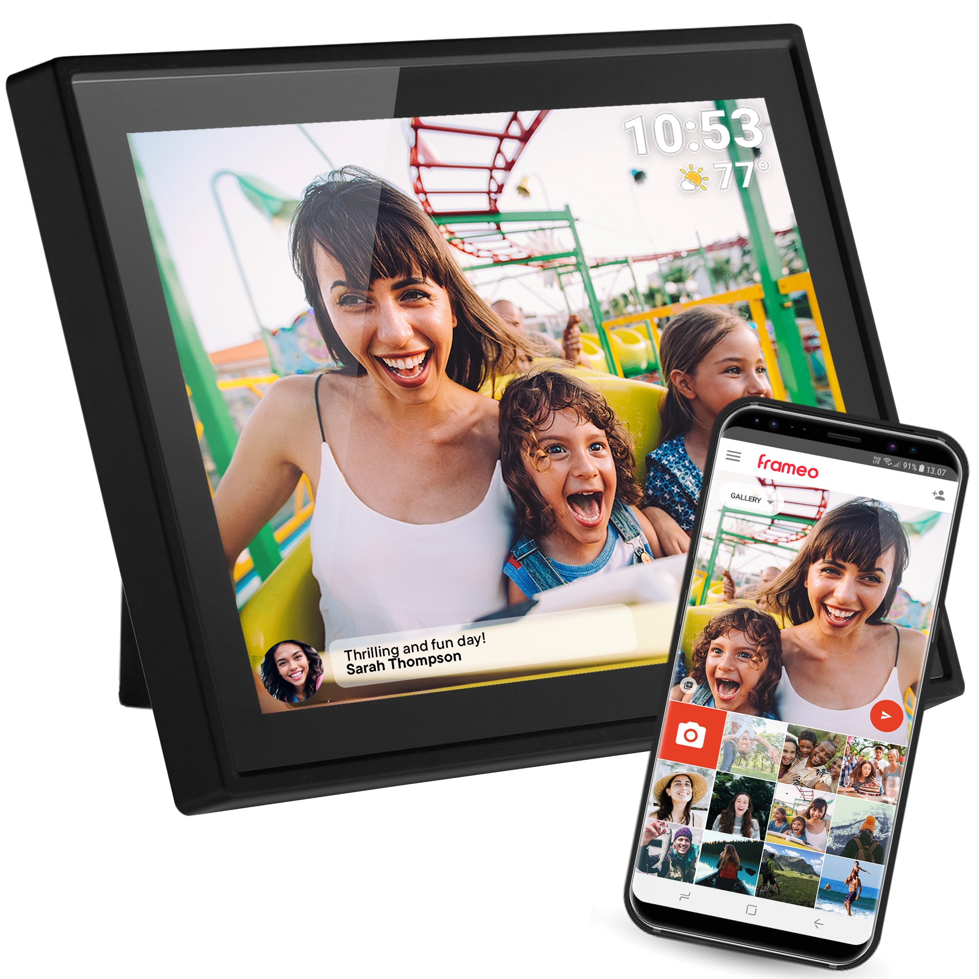 Denver PFF-1021 Digitaler WiFi-Bilderrahmen, 10.1" IPS Touchscreen, schwarz 