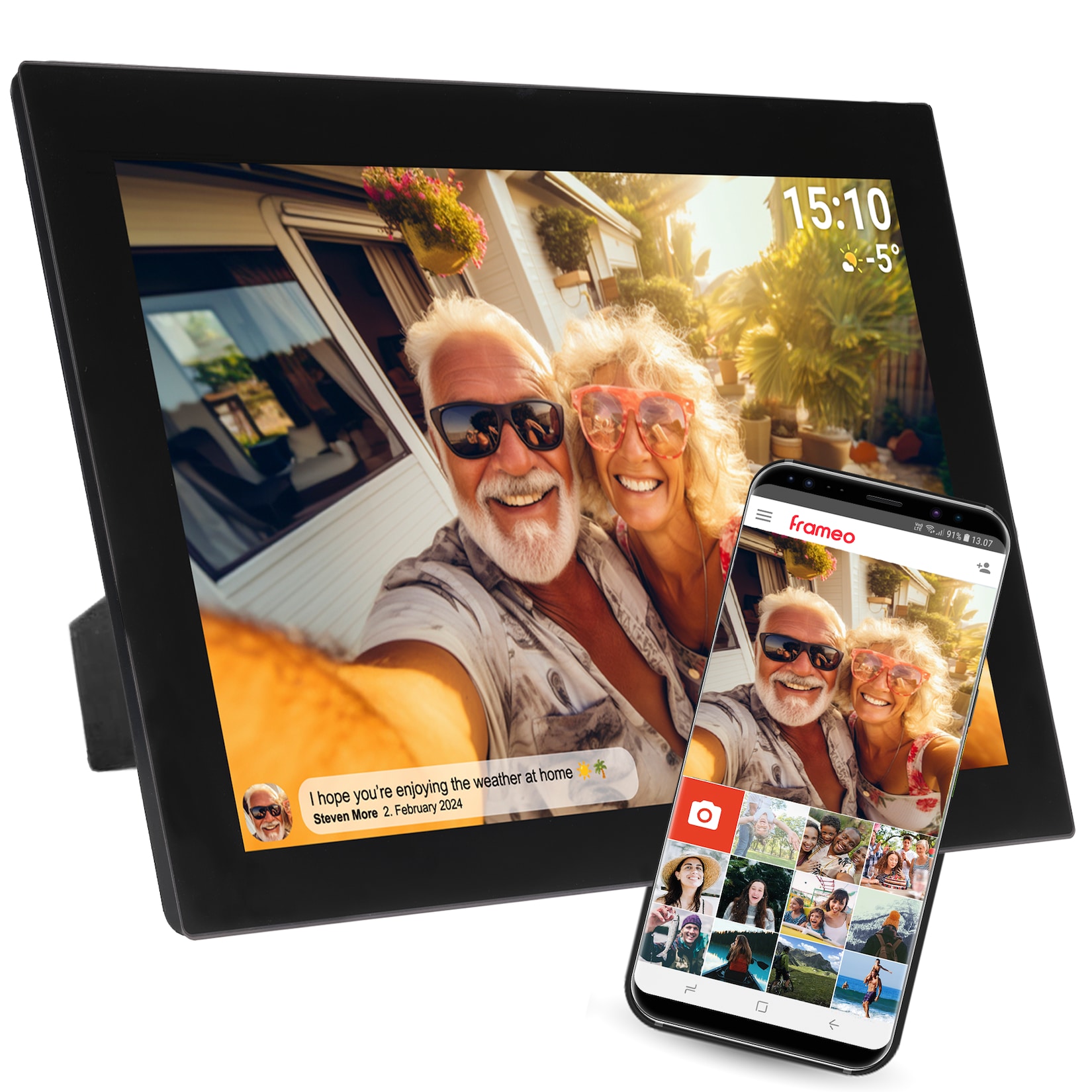 Denver PFF-1037 Digitaler WLAN-Bilderrahmen, 10.1" IPS Touchscreen, schwarz