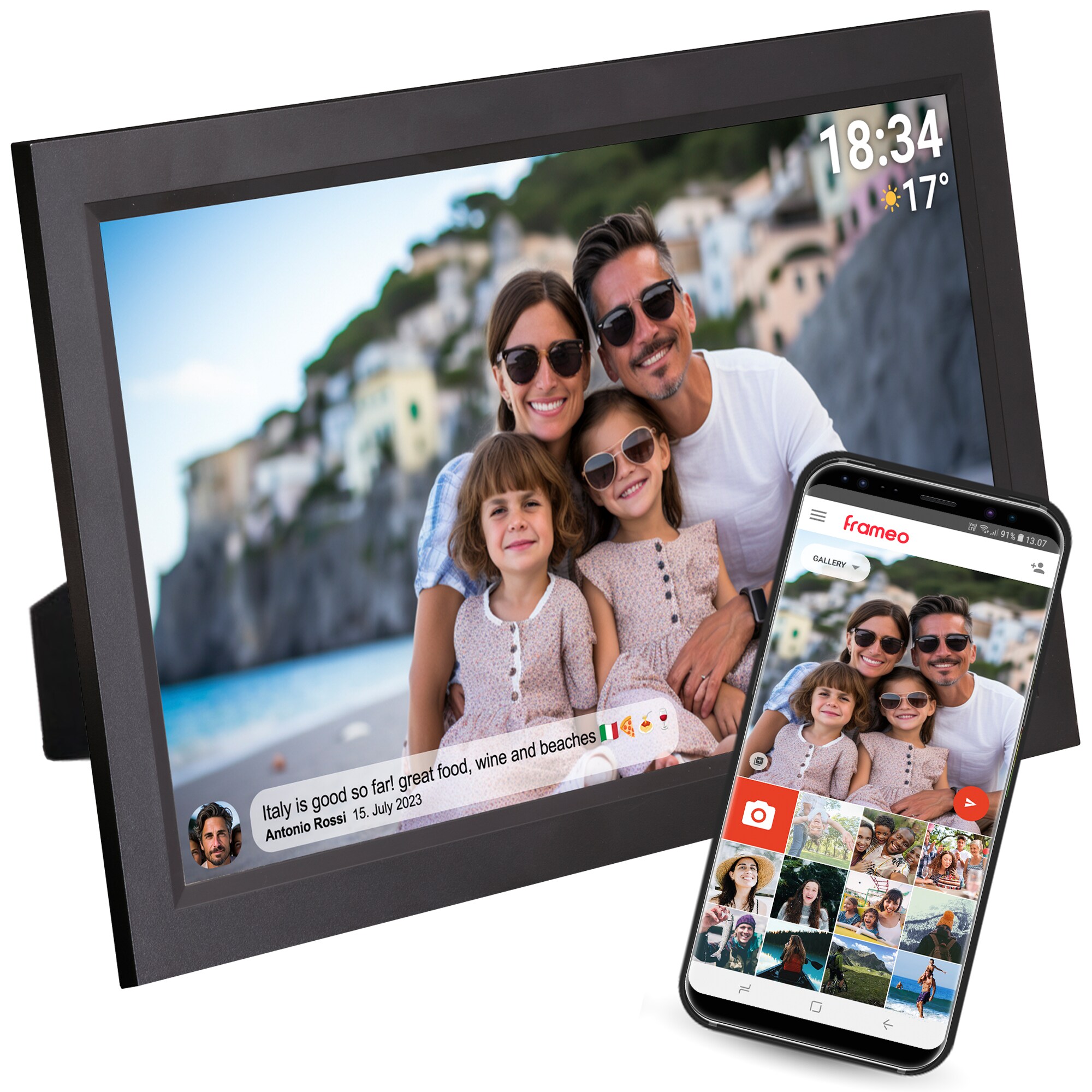 Denver PFF-1503 Digitaler WLAN-Bilderrahmen, 15.6"Touchscreen, schwarz 