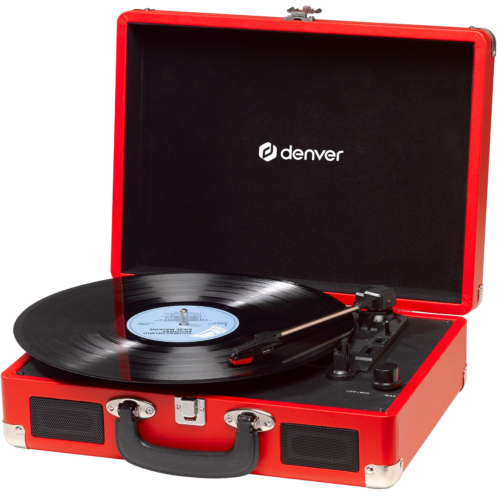 Denver VPL-120 Plattenspieler, 2x1W Lautsprecher, Koffer, rot