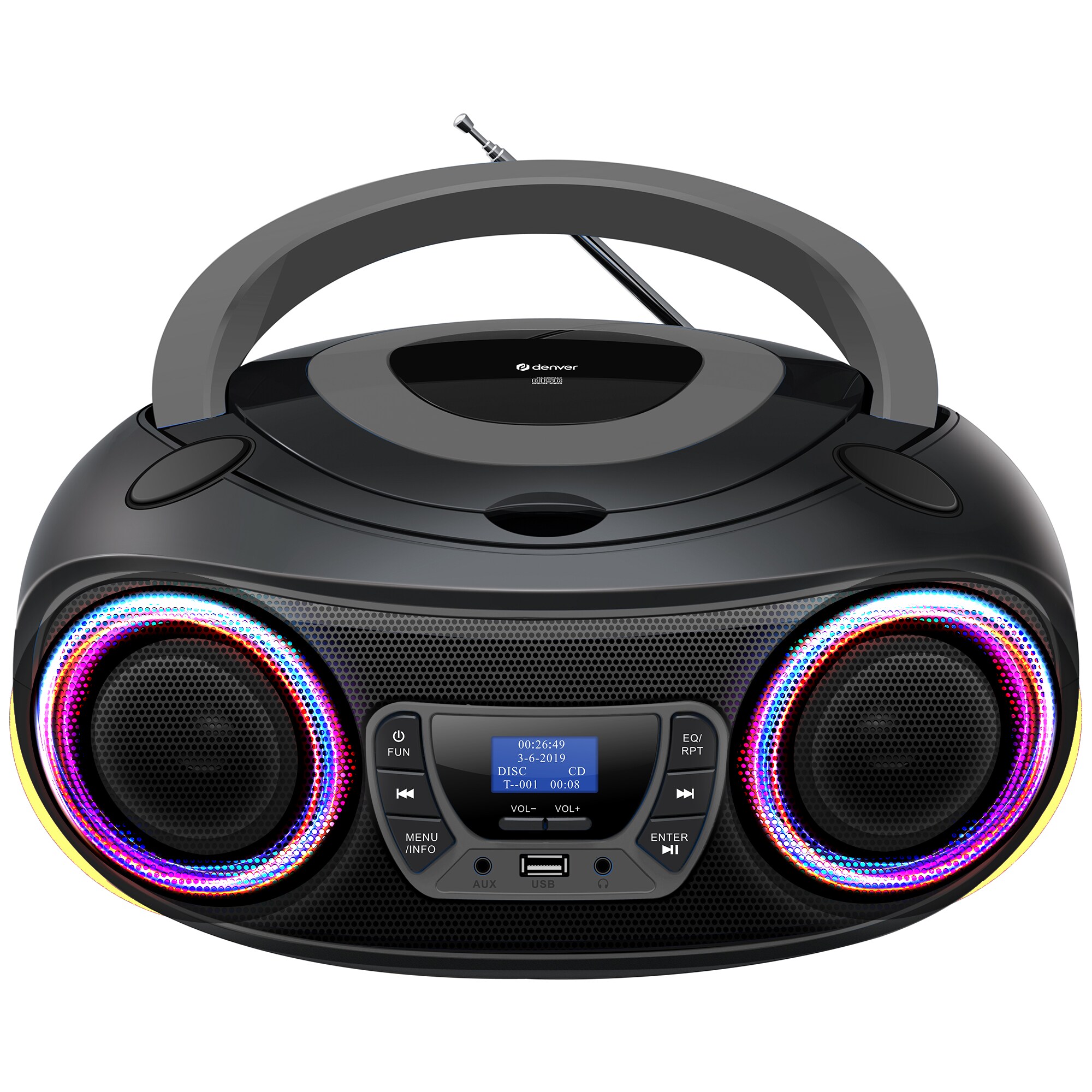 Denver TDB-212 tragbarer CD-Player mit DAB+/FM-Radio und Bluetooth, grau 