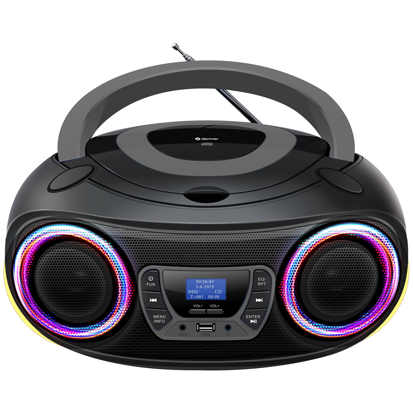 Denver TDB-212 tragbarer CD-Player mit DAB+/FM-Radio und Bluetooth, grau