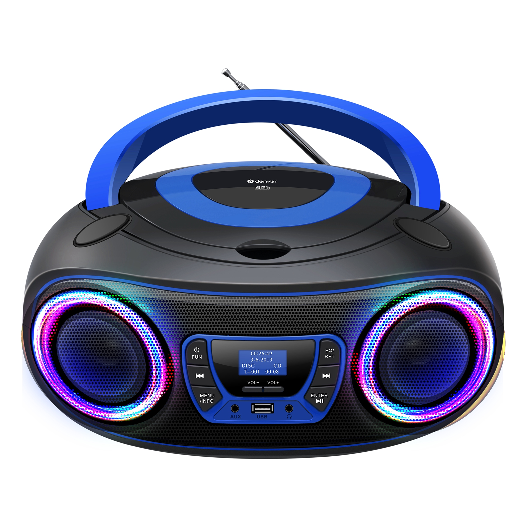 Denver TDB-212 tragbarer CD-Player mit DAB+/FM-Radio und Bluetooth, blau 