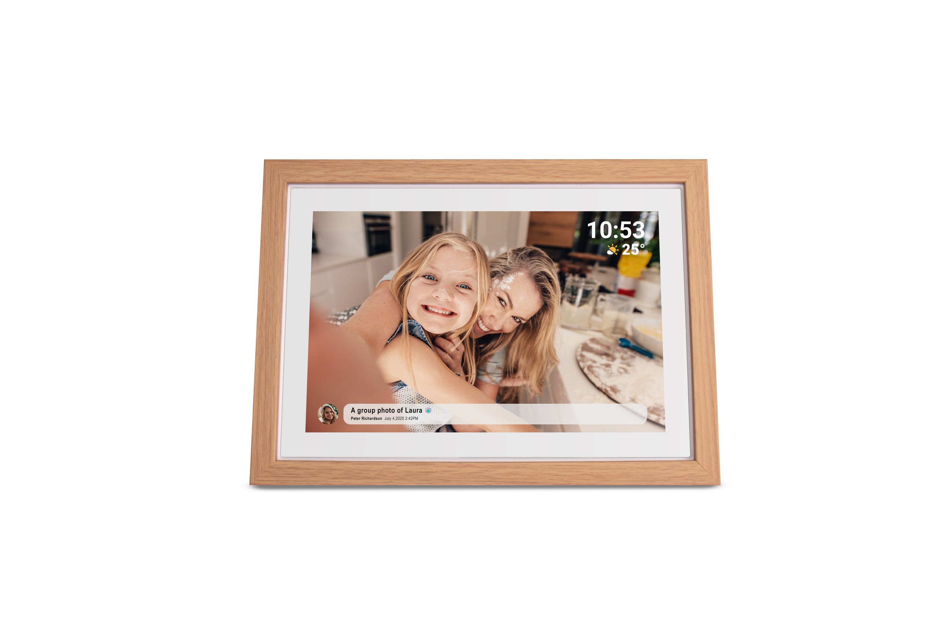 Denver PFF-1040LW WLAN Bilderrahmen &ndash; 10,1", Frameo, Holz, hellbraun 