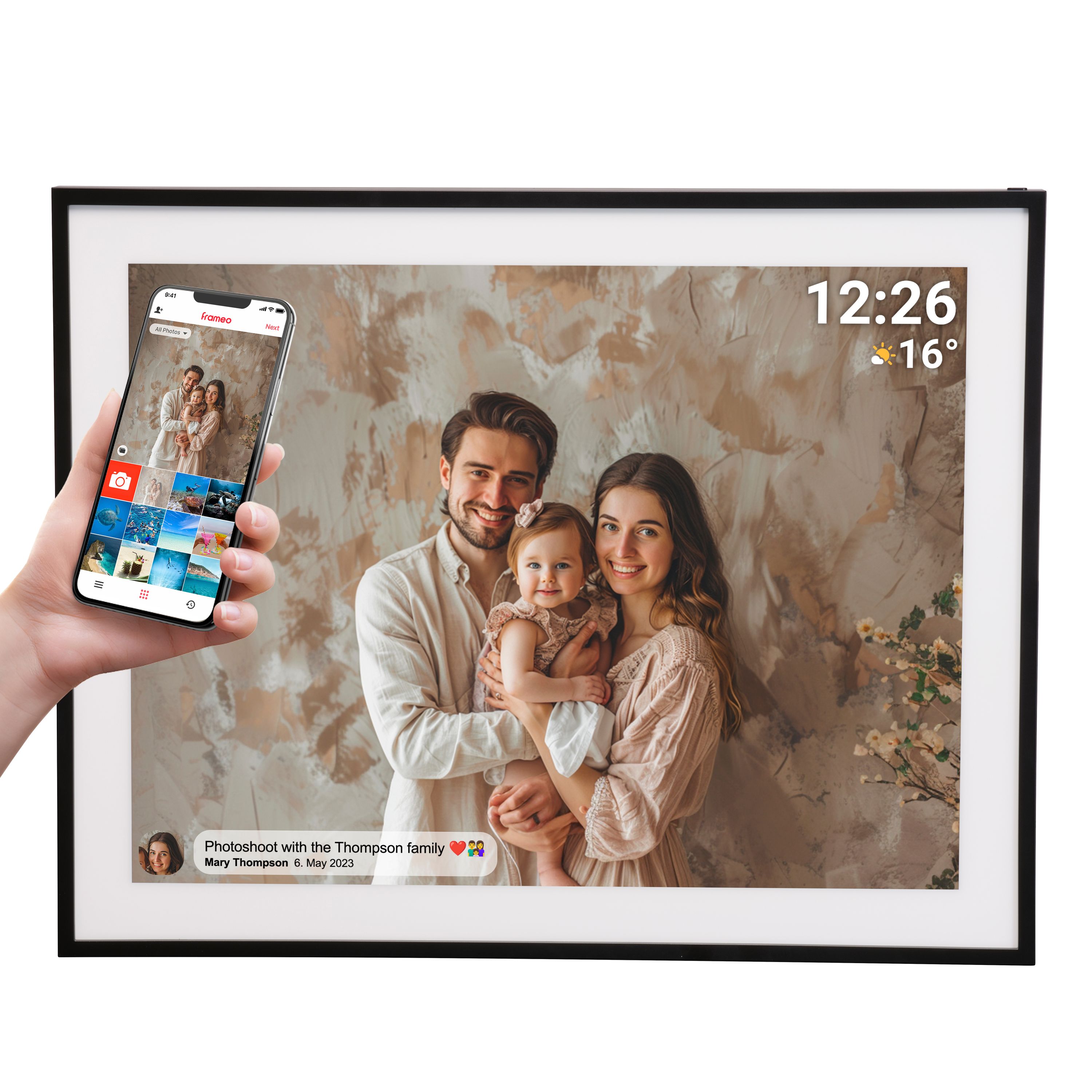 Denver PFF-1970 digitaler Bilderrahmen &ndash; 19", Frameo, 32GB, schwarz 