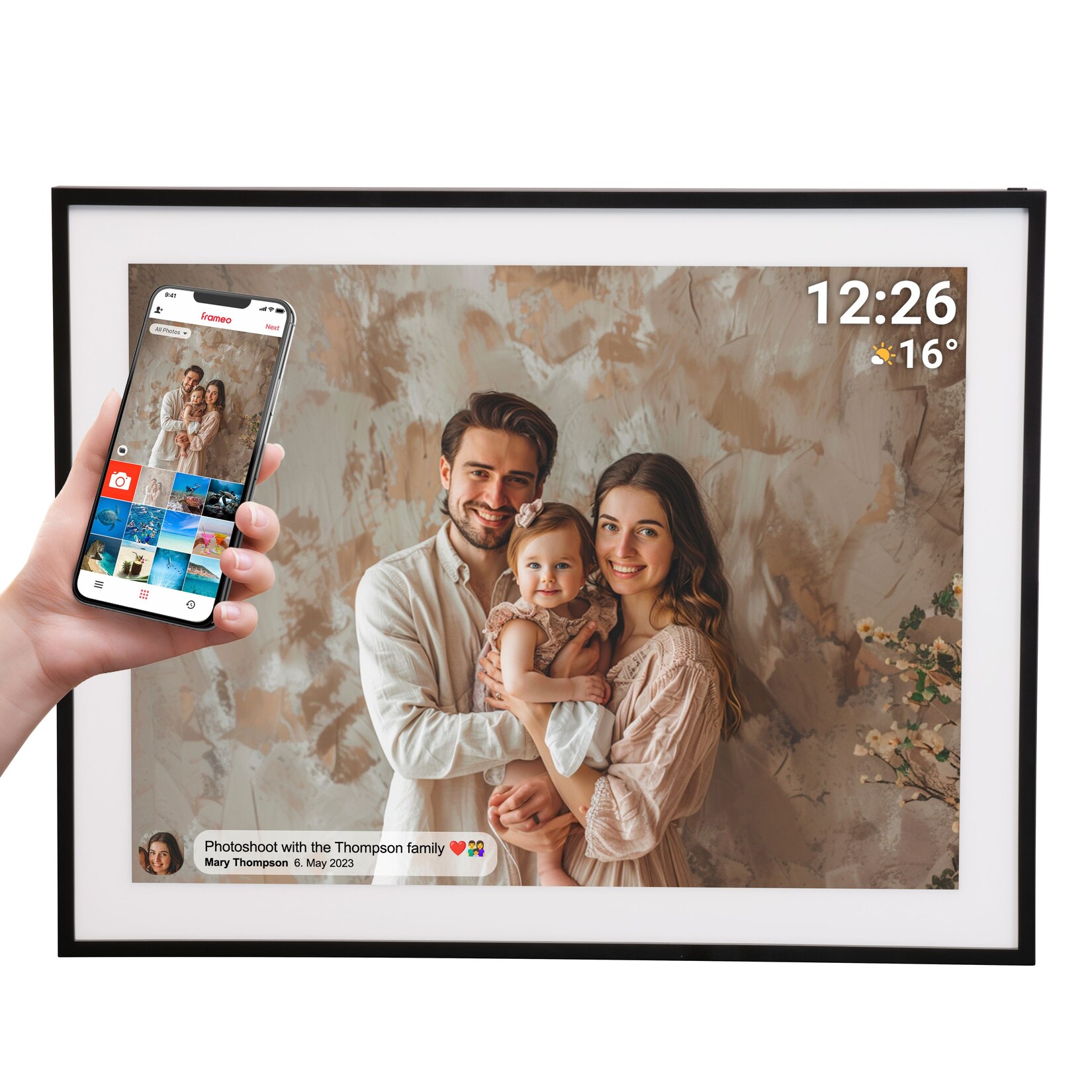Denver PFF-1970 digitaler Bilderrahmen – 19", Frameo, 32GB, schwarz