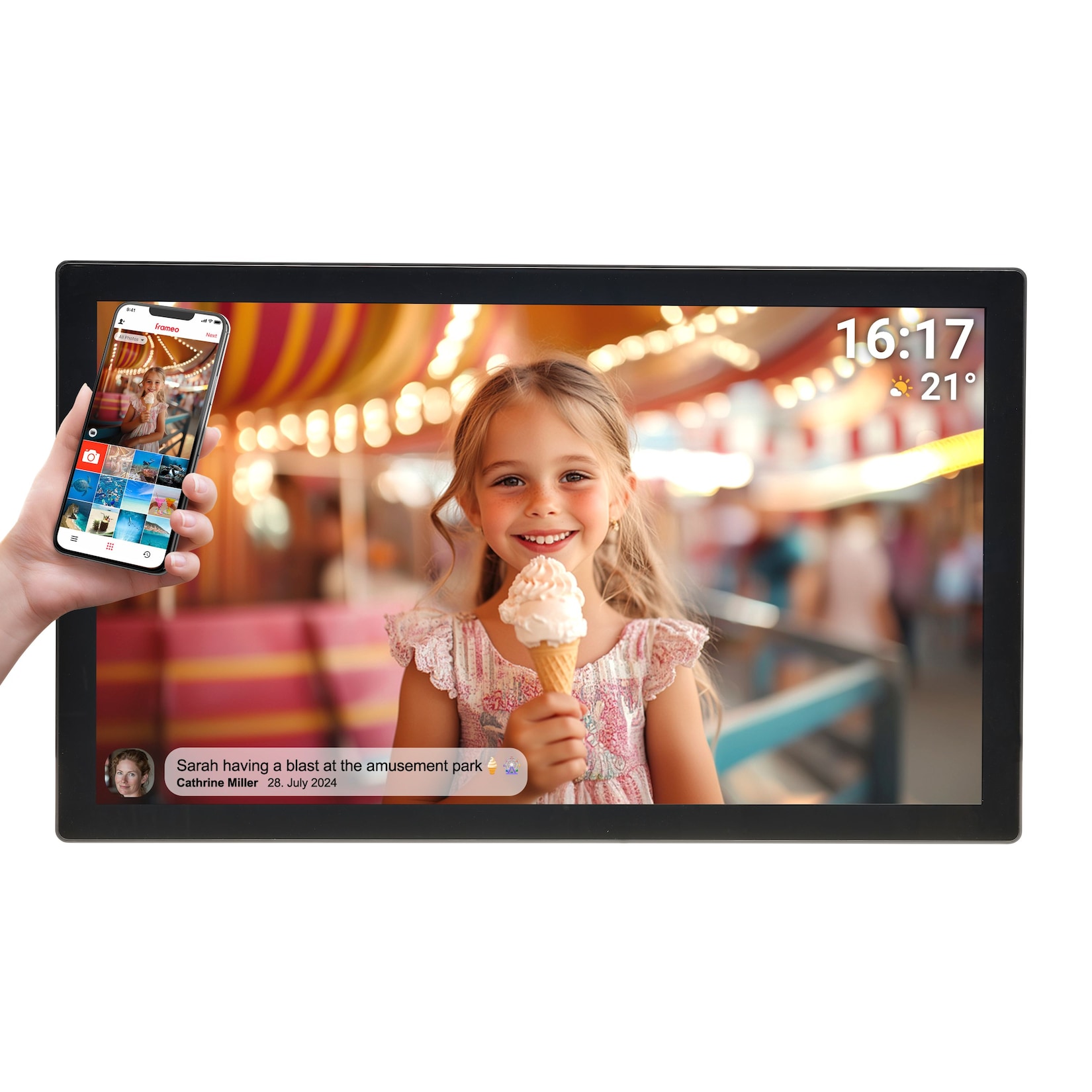 Denver PFF-3260 WLAN Bilderrahmen– 32" IPS Touch, Frameo, schwarz