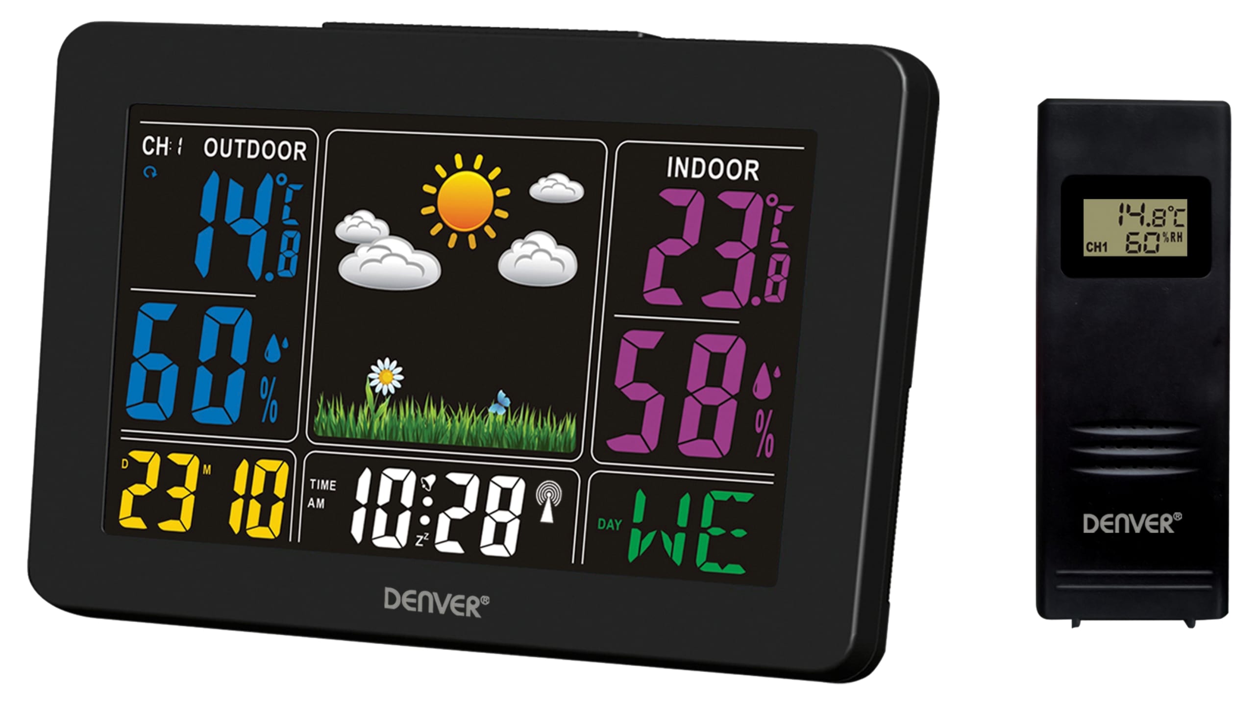 Denver WS-540 Wetterstation&ndash;Innen/Au&szlig;en, Temperatur, Luft, schwarz 