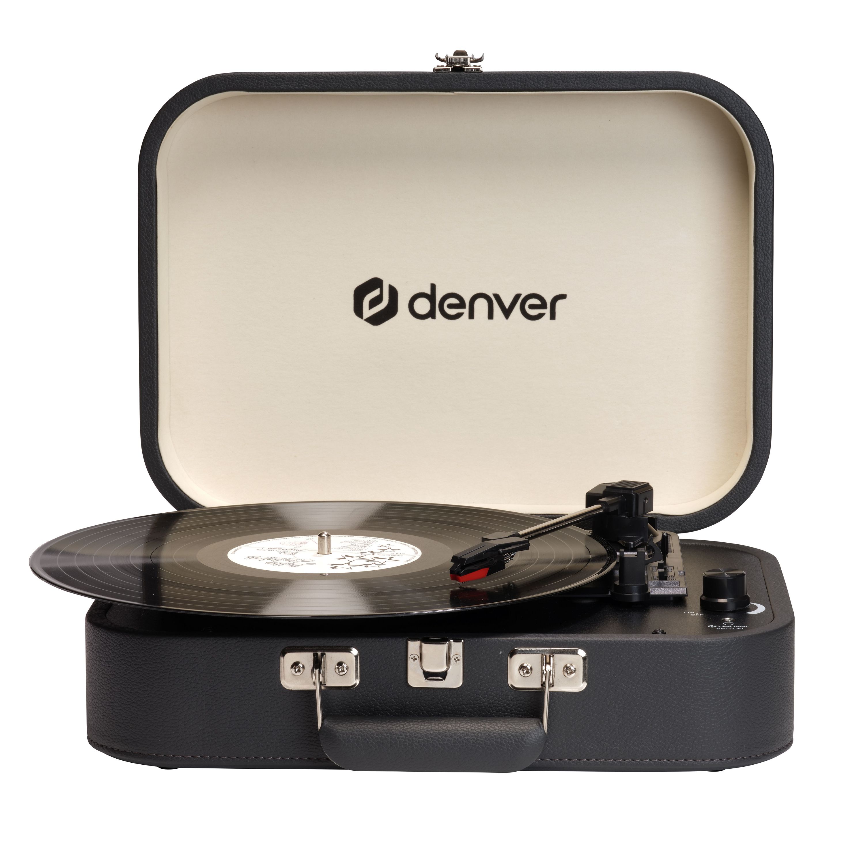 Denver VPL-130 Plattenspieler mit integriertem Lautsprecher, schwarz 