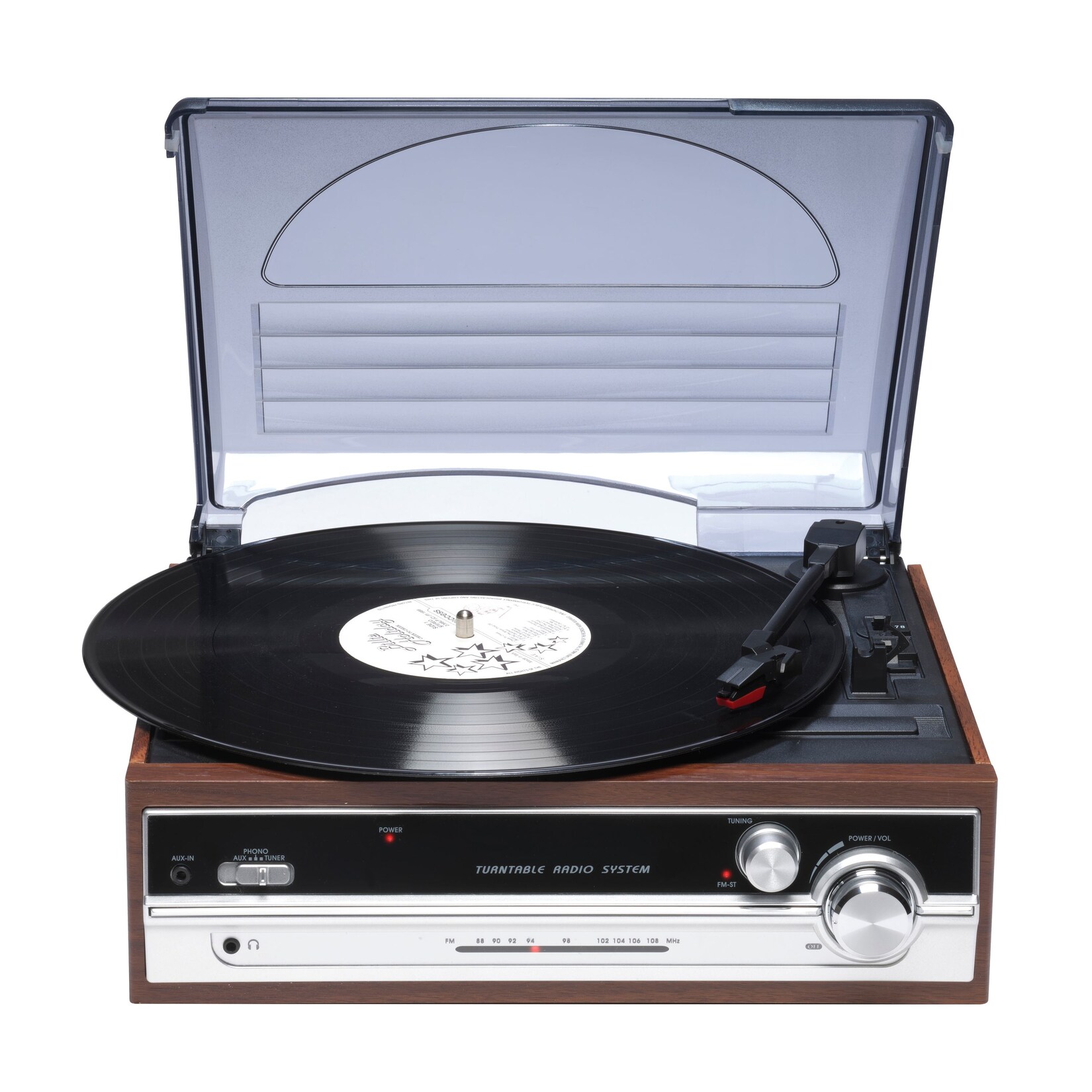 Denver VPR-190 Plattenspieler–Lautsprecher, FM-Radio, dunkelbraun