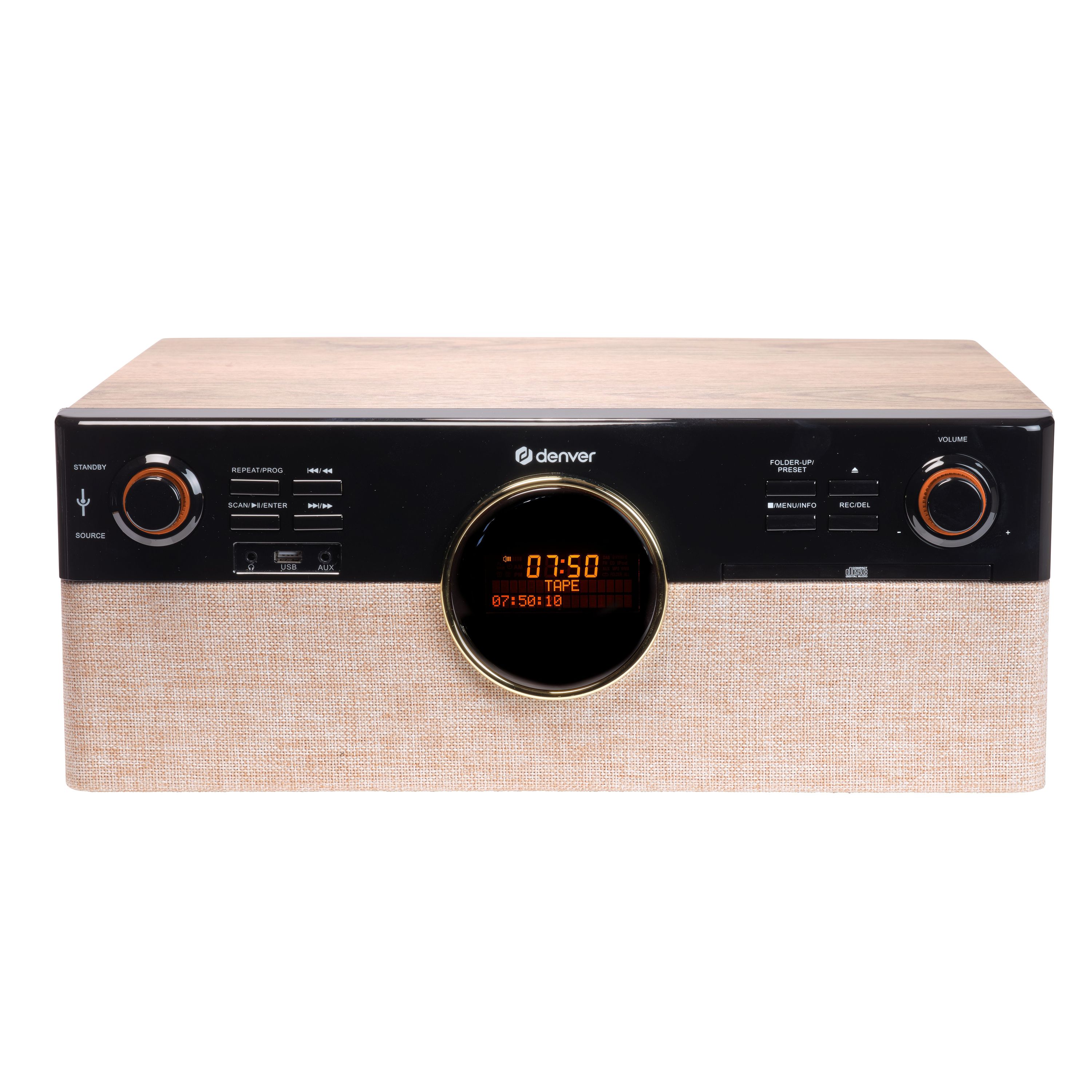 Denver MRD-180 Musiksystem&ndash;FM Radio, Kassetten, Bluetooth, Holz, braun 