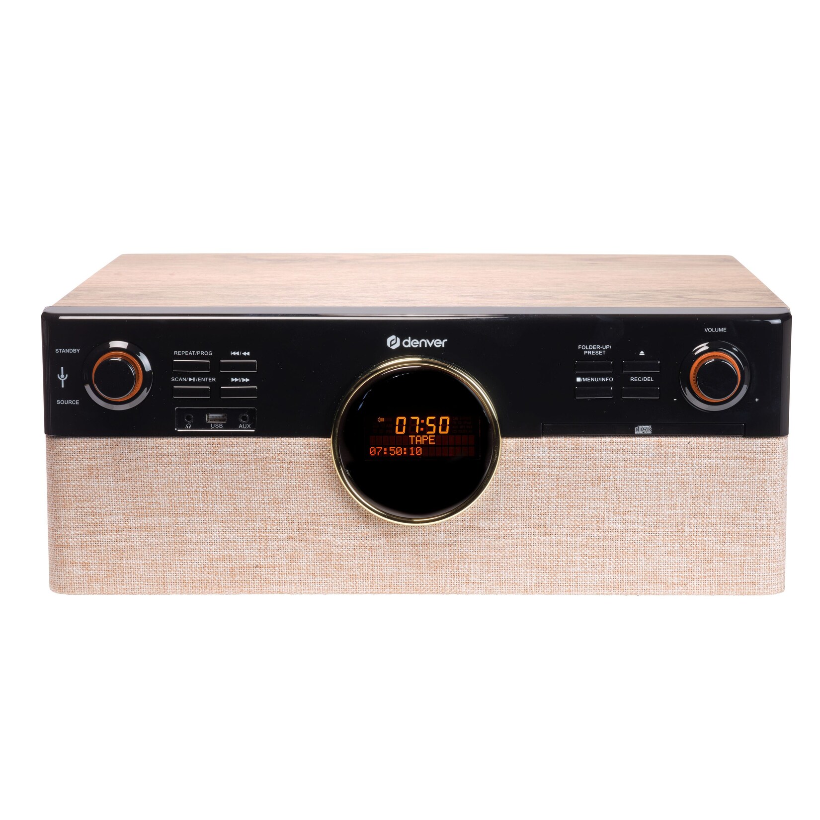 Denver MRD-180 Musiksystem–FM Radio, Kassetten, Bluetooth, Holz, braun