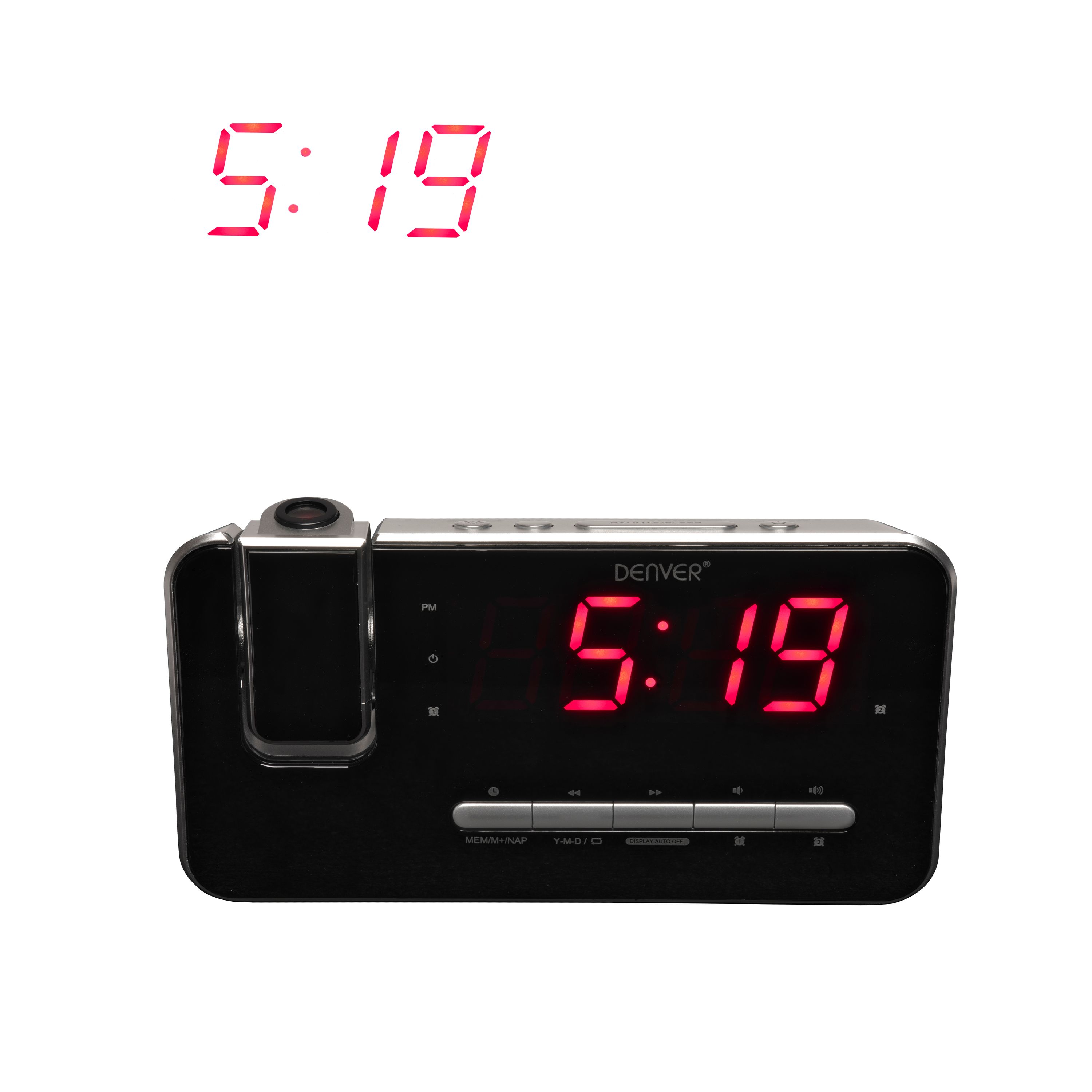 Denver CRP-618 Radiowecker&ndash;180&deg; Projektion, Dual-Alarm, schwarz 