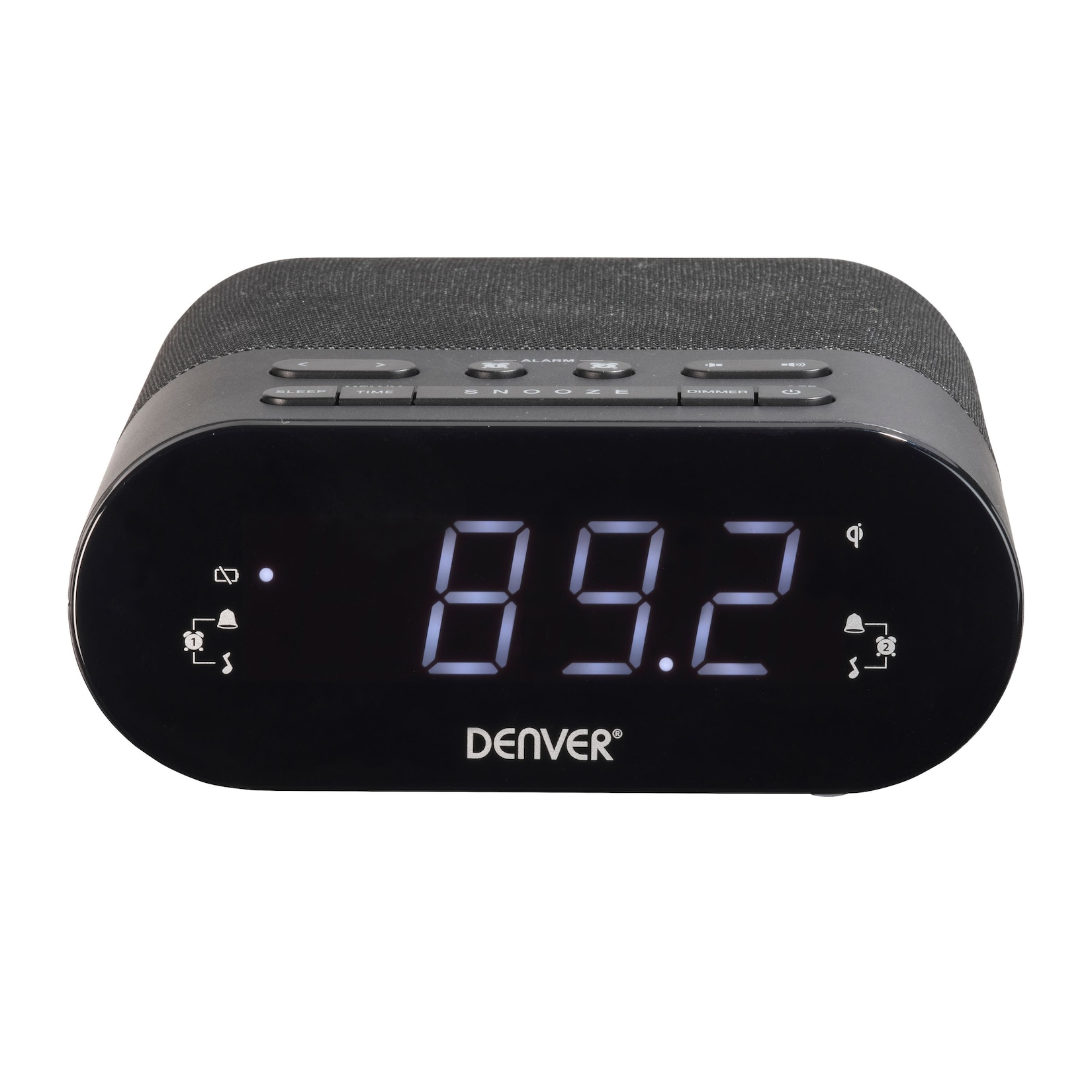 Denver CRQ-107 Radiowecker – PLL/FM, Dual Alarm, Qi-Ladung, schwarz