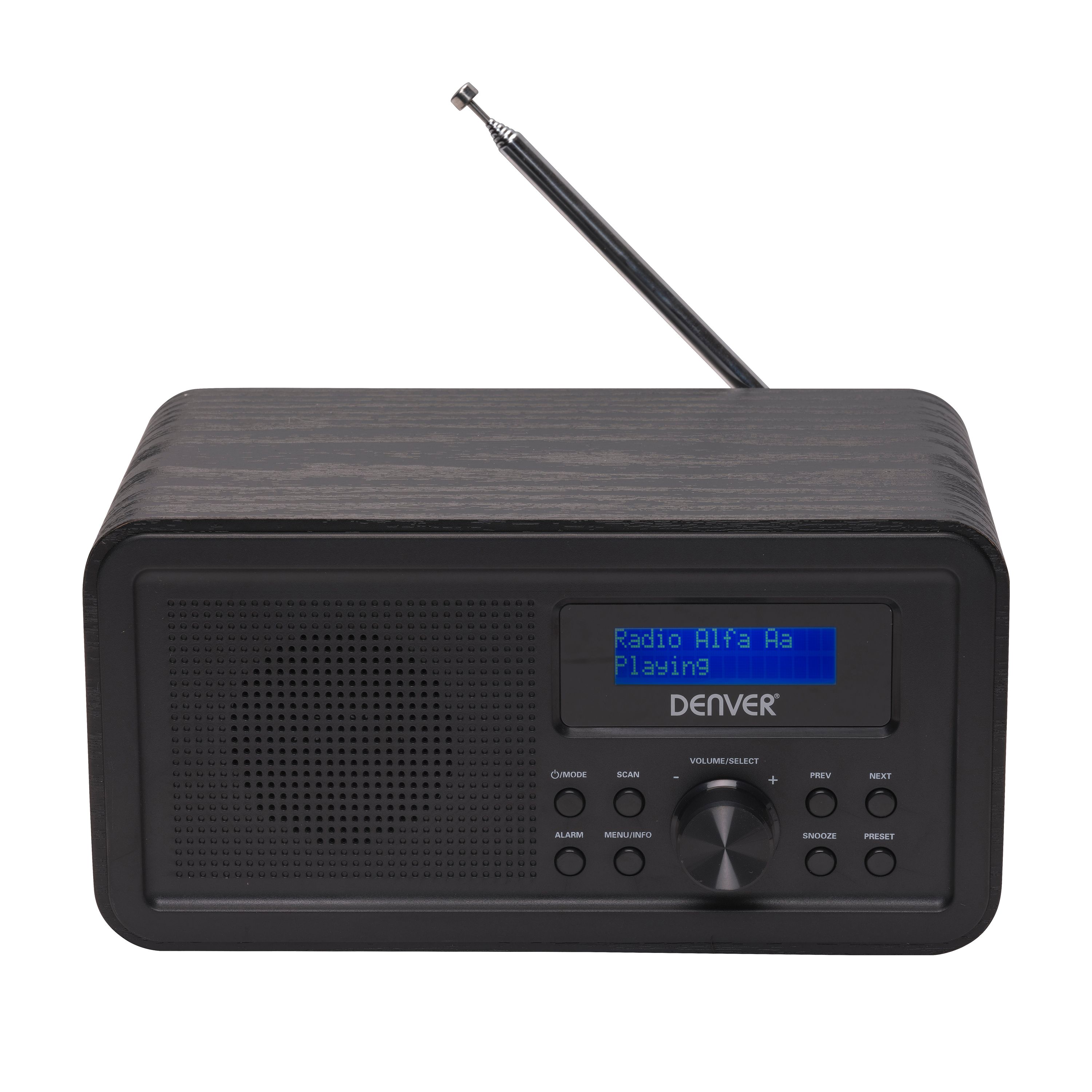 Denver DAB-30 DAB+/FM-Radio&ndash; Dual-Alarm-Wecker, Holz, schwarz 