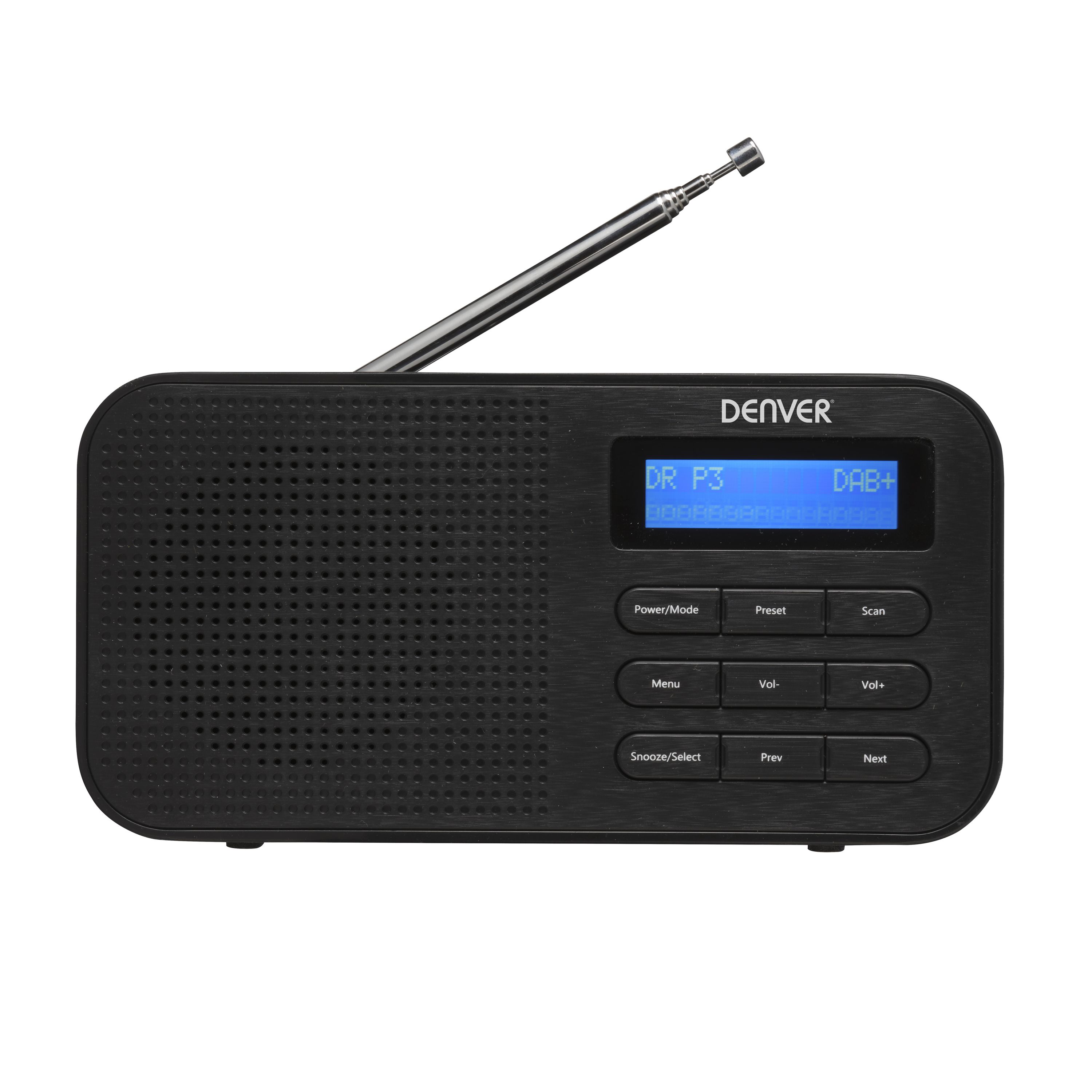Denver DAB-42 FM-Radio&ndash; Batteriebetrieb, Dual-Alarm-Wecker, schwarz 
