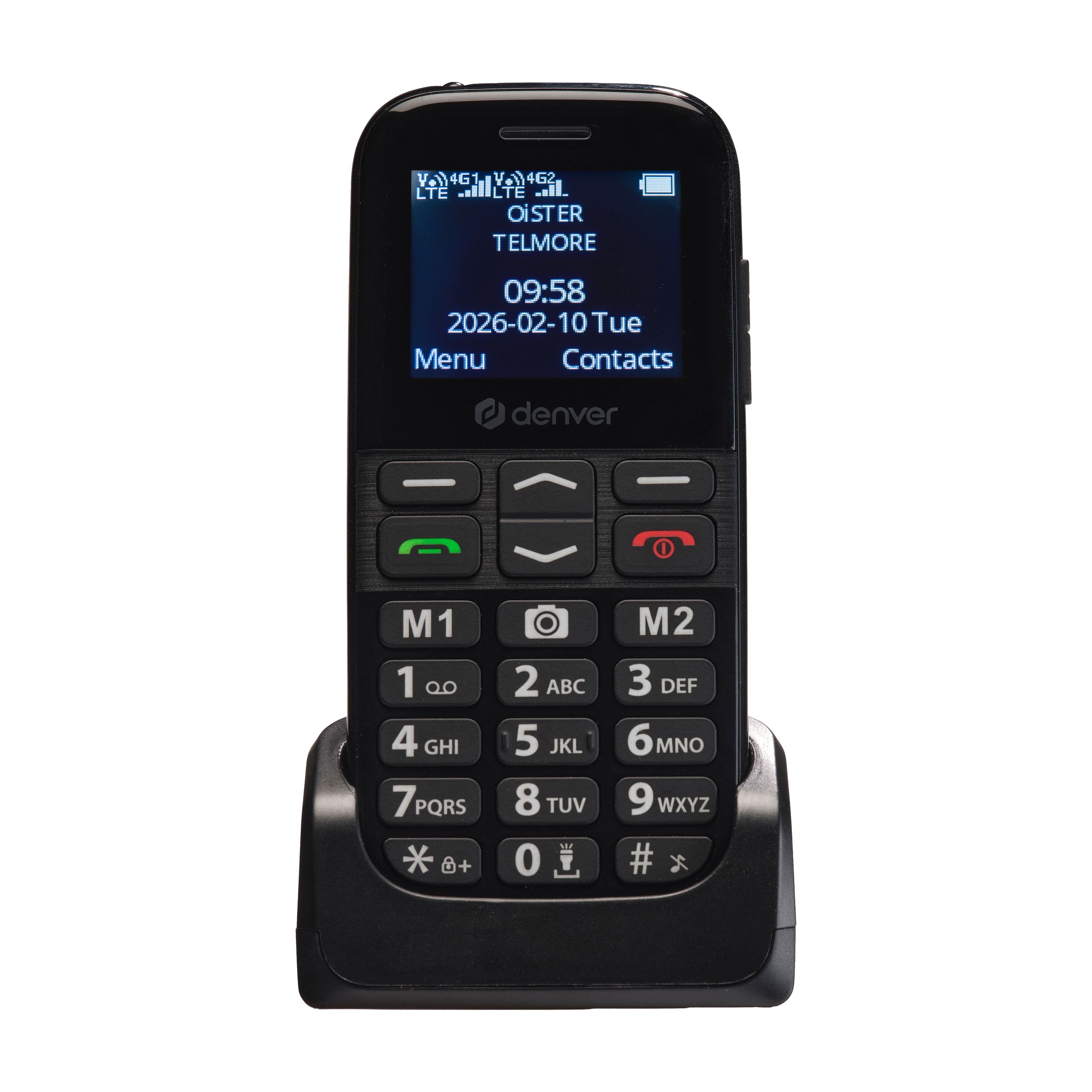 Denver BAS-18800L Seniorenhandy&ndash; Ladestation und SOS-Taste, schwarz 