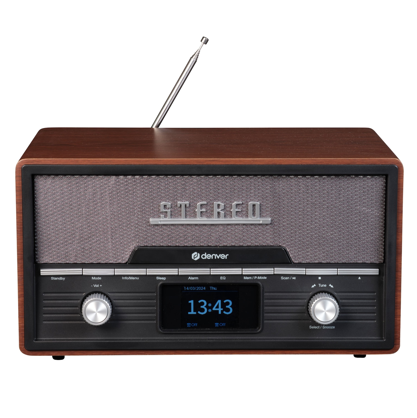 Denver MDA-525 Musikanalage–Radio, CD-Player, Bluetooth, dunkelbraun