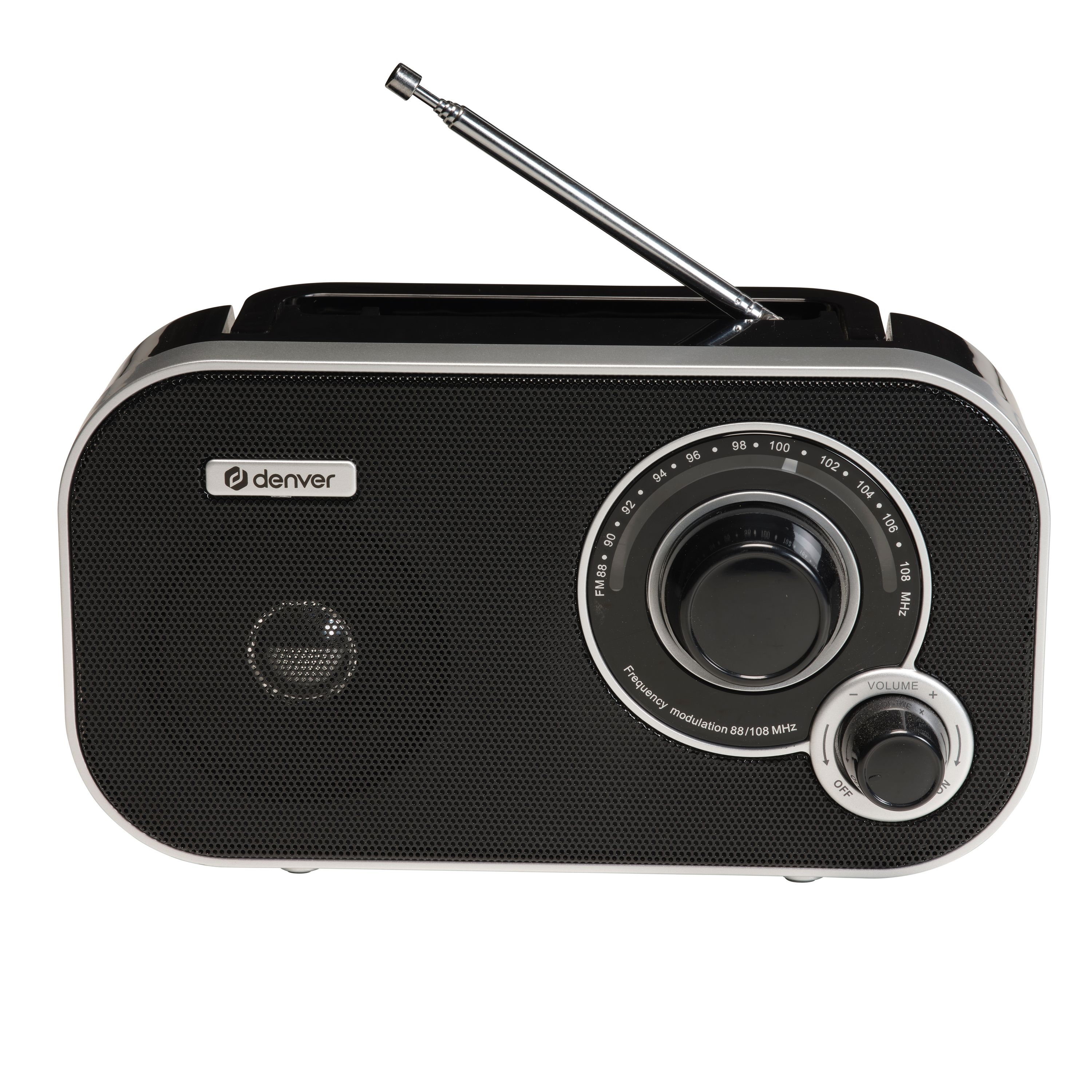 Denver TR-51 UKW Retro Radio, analog, Netz- & Batteriebetrieb, schwarz 