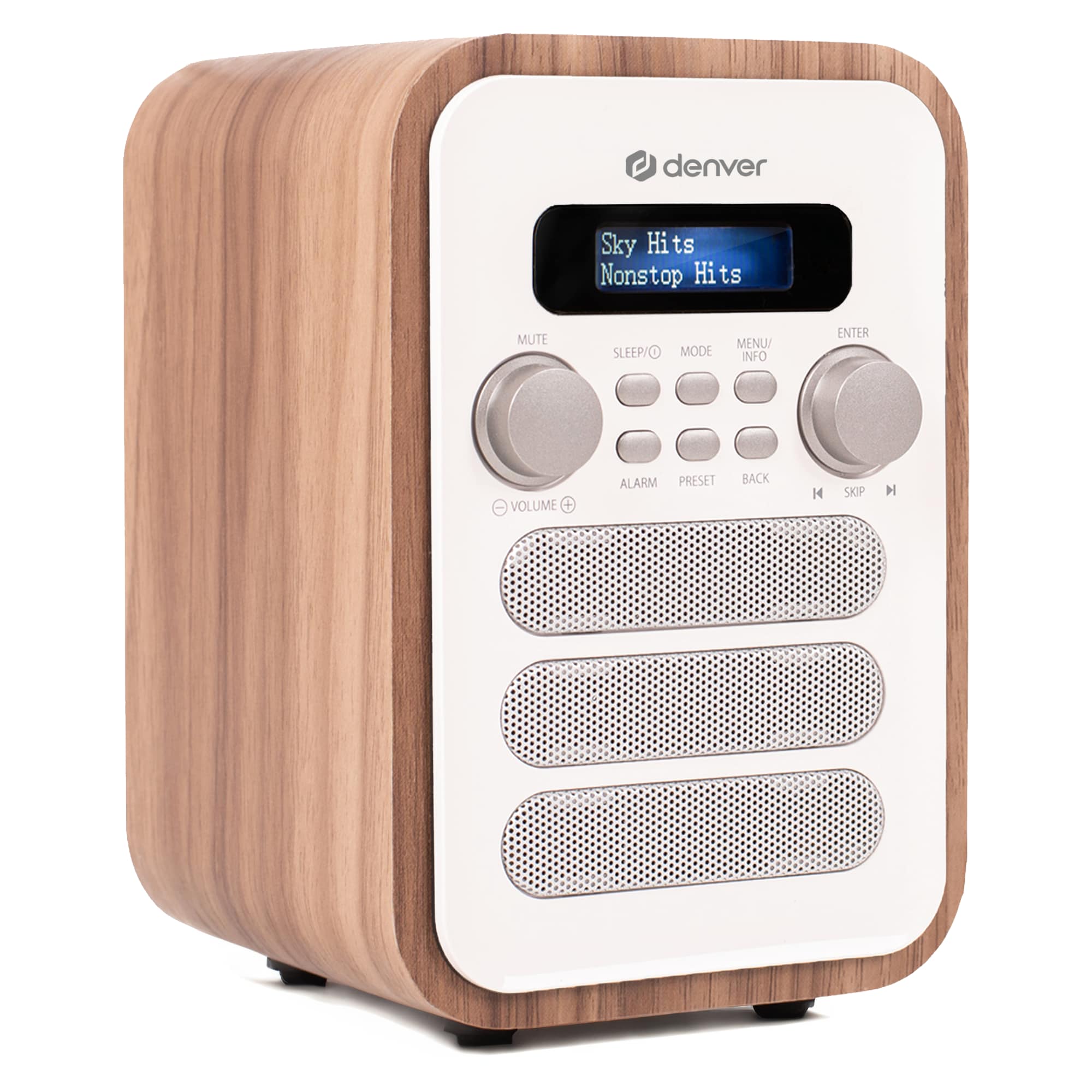 Denver DAB-48 DAB+/ FM-Radio mit Bluetooth, Holzdesign, dunkelgrau 
