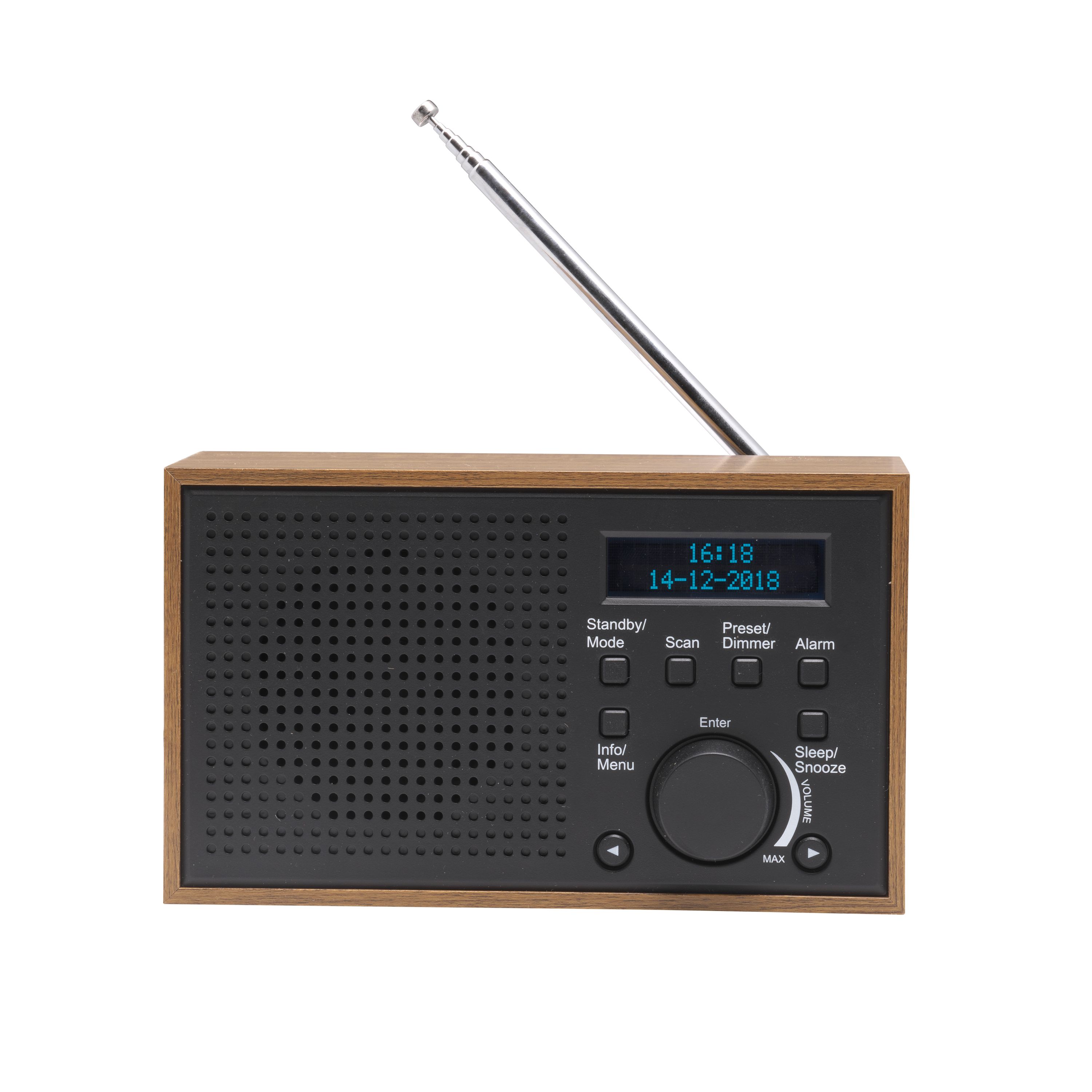 Denver DAB-46 DAB+/FM-Radio&ndash; Dual-Alarm-Wecker, Holz, dunkelgrau 