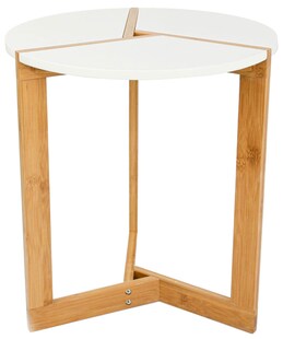Nordic Style Beistelltisch 40 x 45 cm Holz Tisch Rund Couchtisch Nachttisch Weiß 