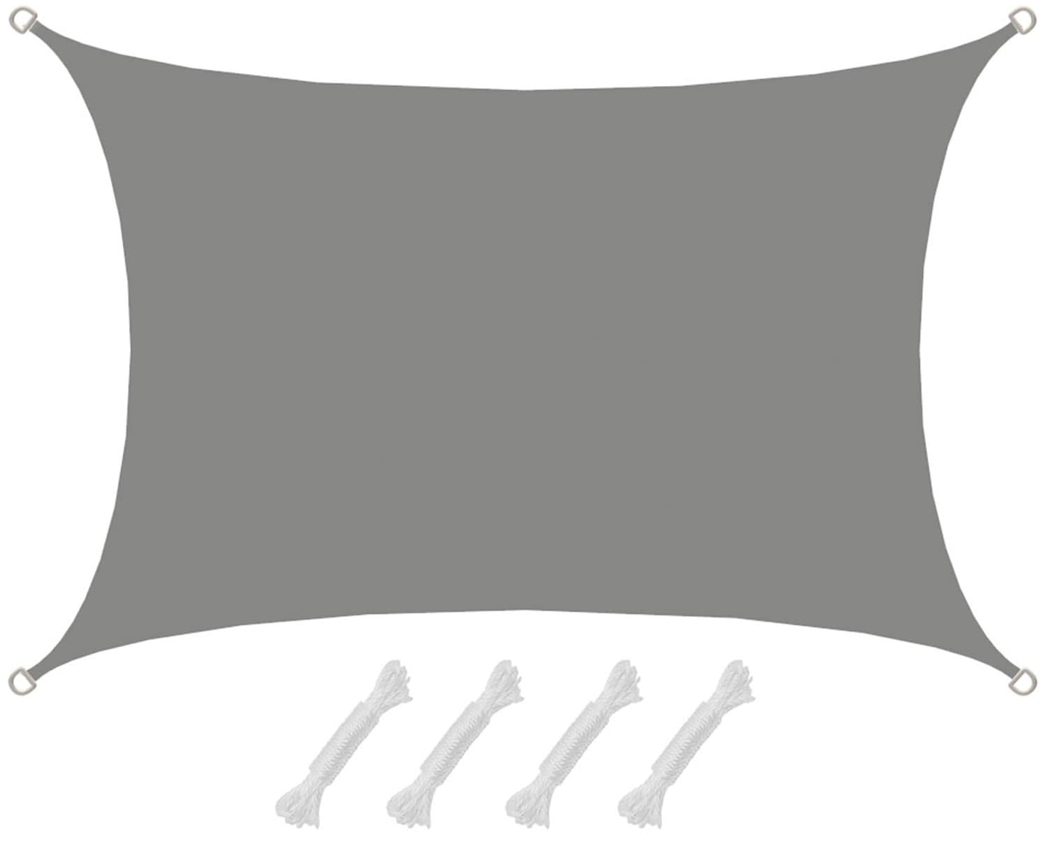 UPF50+ UV Sonnensegel 3x4 Polyester Rechteck Wasserabweisend Garten Balkon Grau 