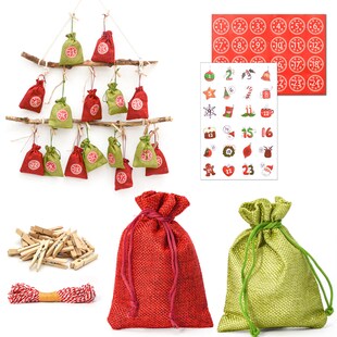 DIY Adventskalender zum Befüllen - 24 Geschenk Säckchen - Komplettes Bastelset 