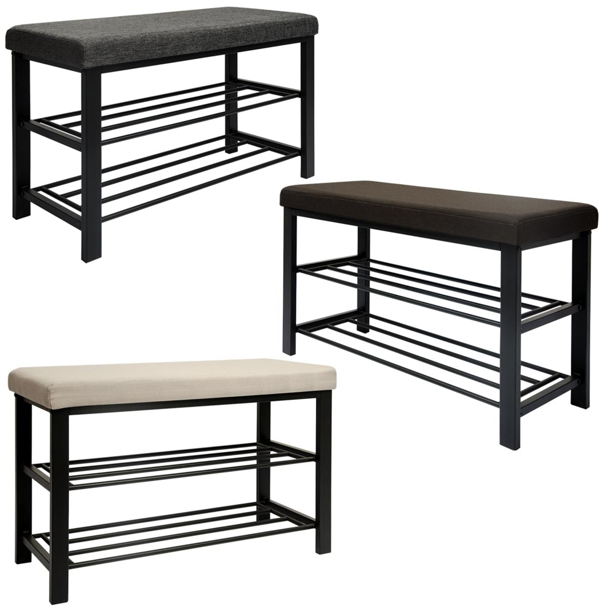 Schuhregal mit Sitzbank aus Metall 81x32x46 cm Schuhbank 