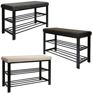 Schuhregal mit Sitzbank aus Metall 81x32x46 cm Schuhbank 