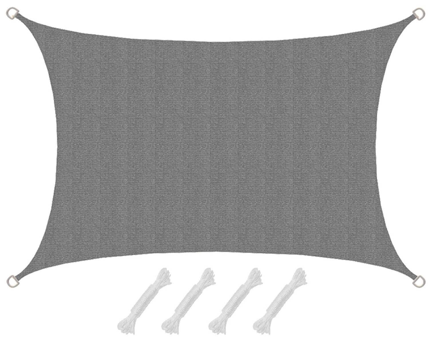 UV Sonnensegel 3x2 HDPE Rechteckig Sonnenschutz Überdachung Garten Balkon Grau