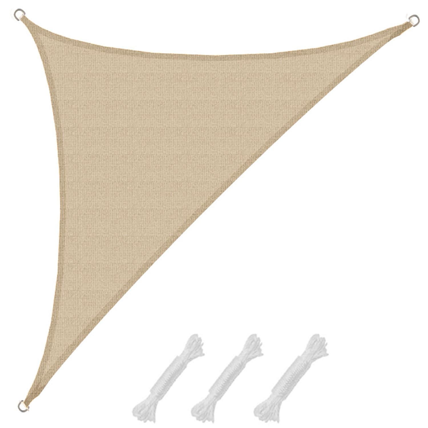 UV Sonnensegel 3,6x3,6x5,1 HDPE Dreieck Rechtwinklig Sonnenschutz Garten Beige 
