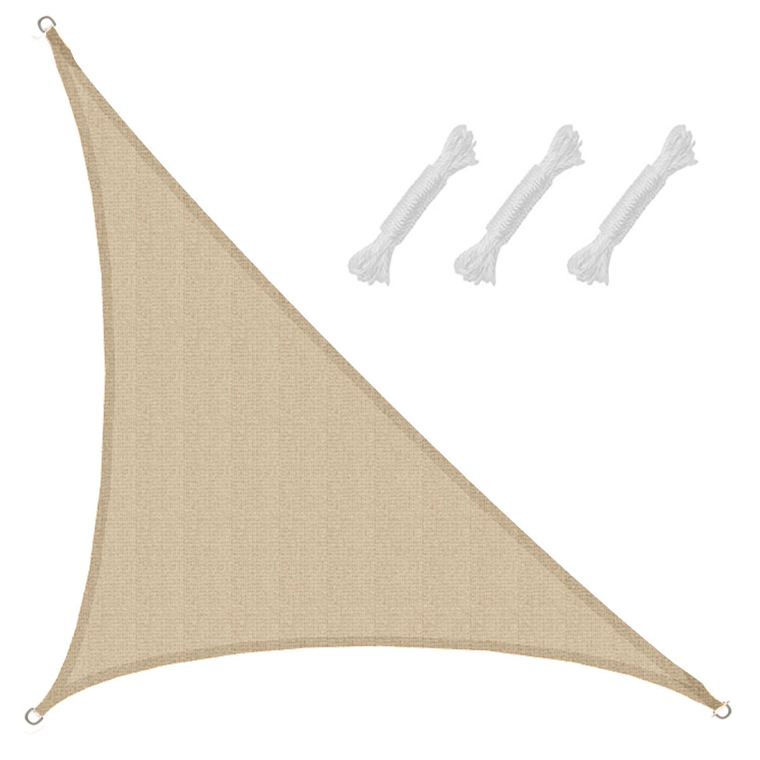 UV Sonnensegel 4,2x4,2x6 HDPE Dreieck Rechtwinklig Sonnenschutz Garten Beige