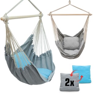 Balkon Hängesessel mit 2 Kissen zum Wenden - Outdoor Hängeschaukel für Garten 