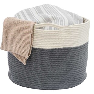 Ø50x35 Baumwoll Seilkorb 60L Aufbewahrungskorb Boho Wäschekorb Kinderzimmer Korb 